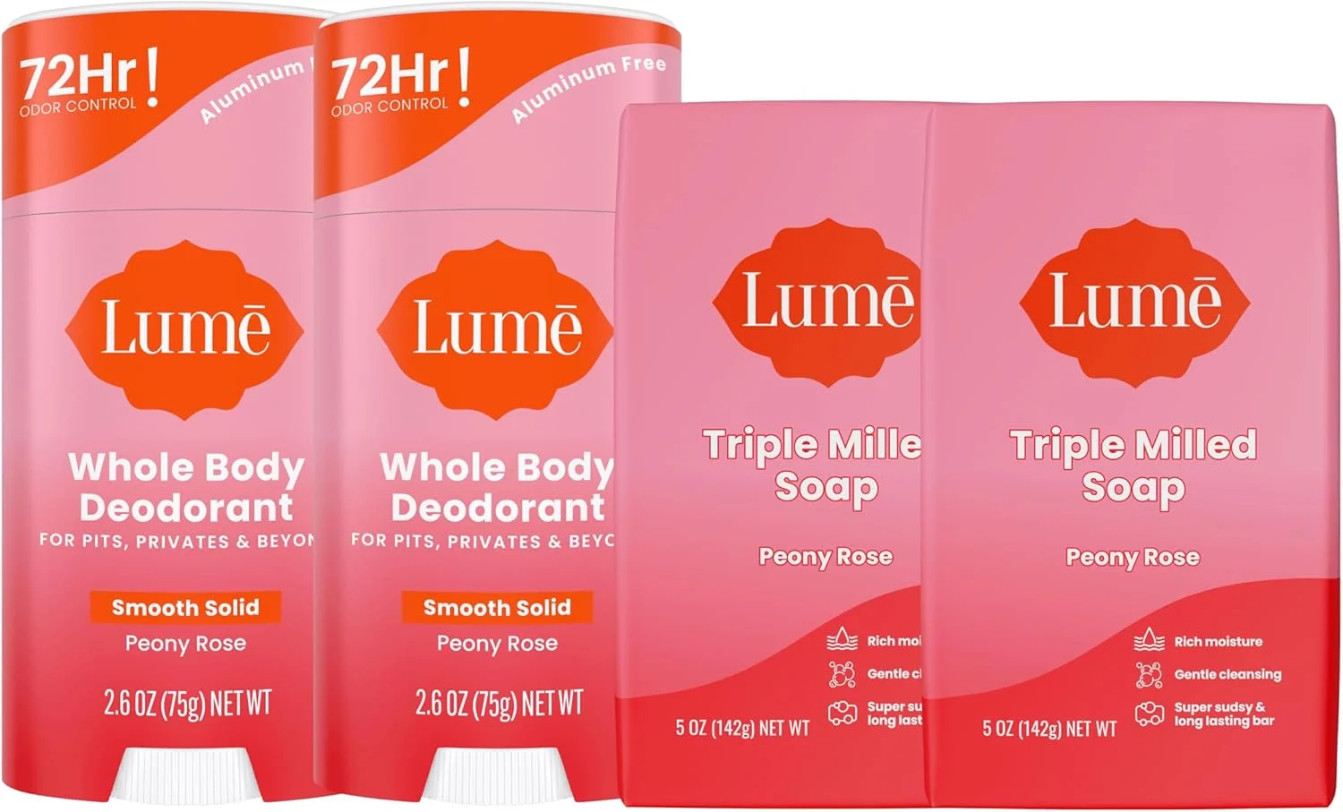 لوسیون دئودورانت و صابون بدن Lume - استیک جامد صاف 74 گرمی با کنترل بوی 72 ساعته (بسته 2 عددی) و صابون سه بار آسیاب شده 141 گرمی (بسته 2 عددی) - فاقد آلومینیوم و جوش شیرین (گل صد تومانی رز) لوسیون دئودورانت و صابون بدن Lume - استیک جامد صاف 74 گرمی با کنترل بوی 72 ساعته (بسته 2 عددی) و صابون سه بار آسیاب شده 141 گرمی (بسته 2 عددی) - فاقد آلومینیوم و جوش شیرین (گل صد تومانی رز)