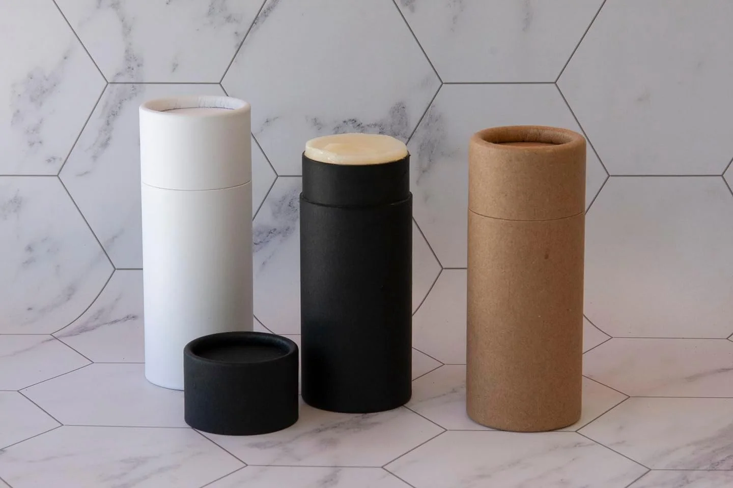 ظروف استوانه ای مقوایی کرافت 70 گرمی GREENWAY CONTAINERS با درب - بسته 6 عددی، مناسب عطر جامد، قابل پر کردن مجدد، لوازم آرایشی DIY - استوانه های خالی لوسیون دئودورانت، کرافت - قهوه ای