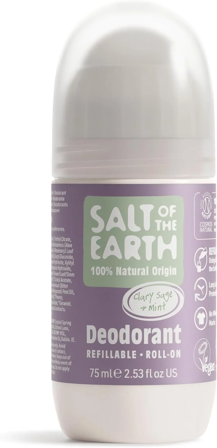 Salt of the Earth - دئودورانت رولی طبیعی قابل شارژ - مریم گلی و نعناع - محافظت موثر و ماندگار، 100% مواد طبیعی، سازگار با محیط زیست و وگان - مناسب برای زنان، مردان و کودکان - 75 میلی لیتر Salt of the Earth - دئودورانت رولی طبیعی قابل شارژ - مریم گلی و نعناع - محافظت موثر و ماندگار، 100% مواد طبیعی، سازگار با محیط زیست و وگان - مناسب برای زنان، مردان و کودکان - 75 میلی لیتر