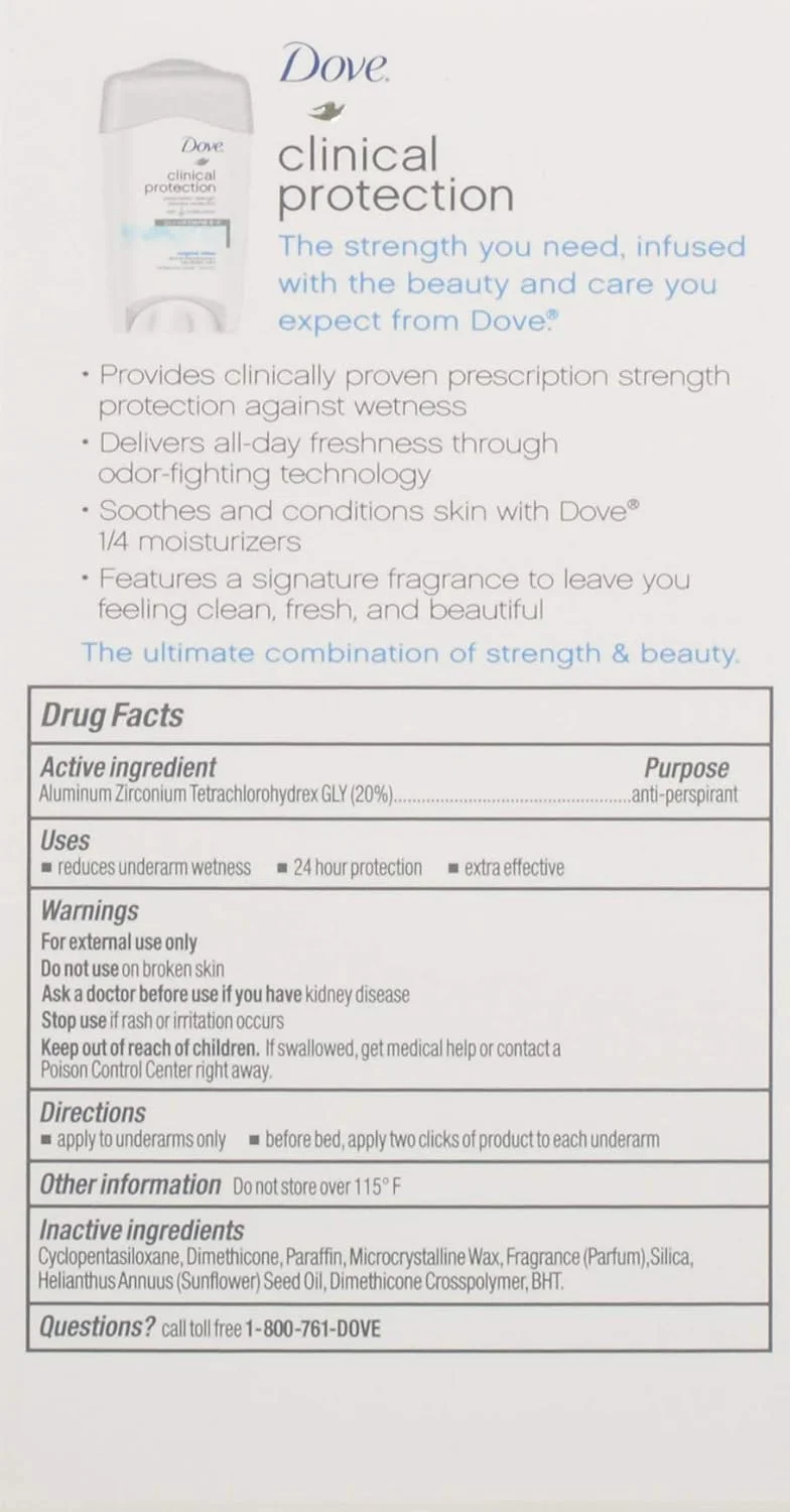 مام ضد تعریق و دئودورانت Dove Clinical Protection، اورجینال کلین، استیک، 48 گرم (بسته 2 عددی)