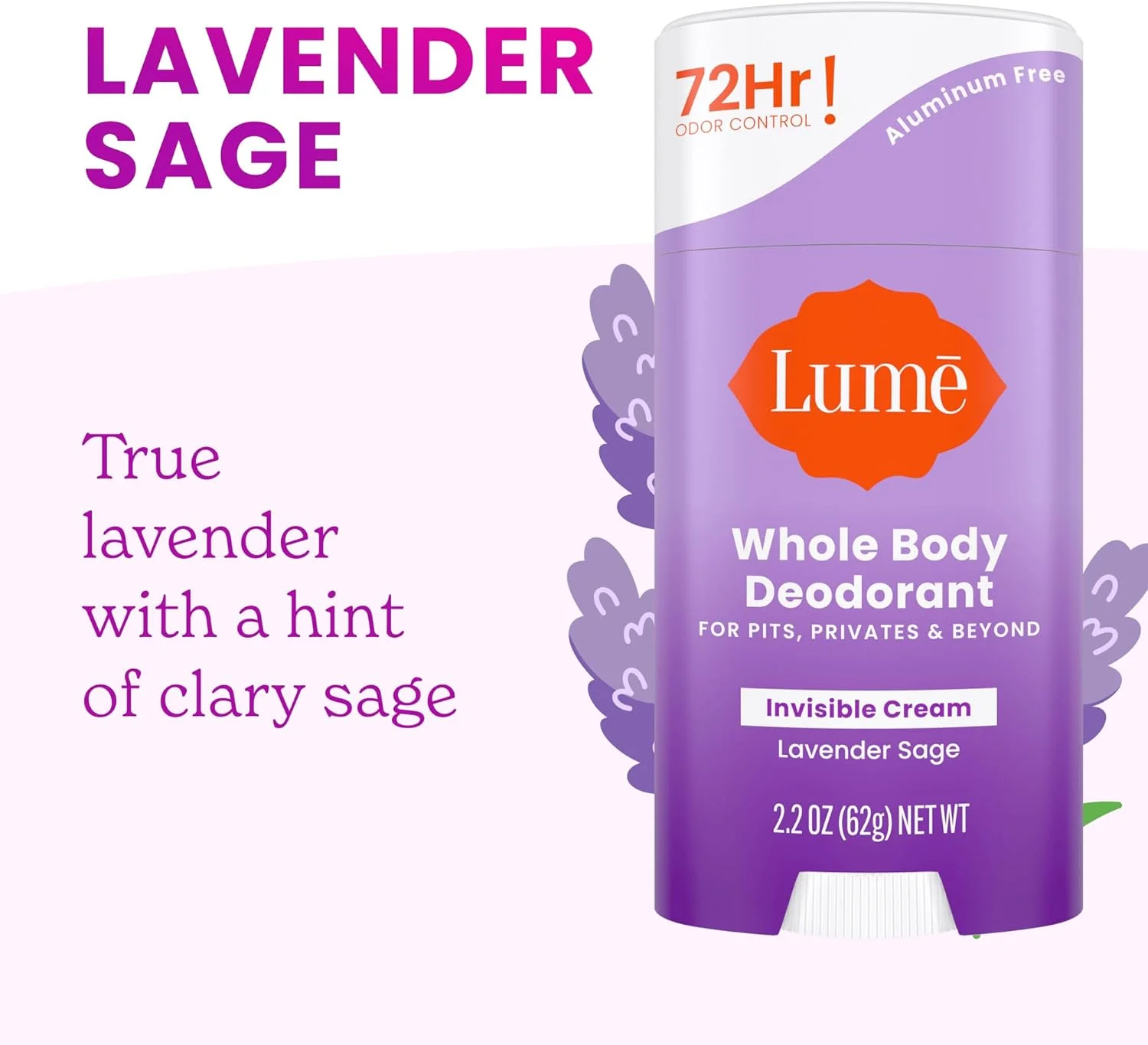 دئودورانت طبیعی لوم - زیر بغل و نواحی خصوصی - بدون آلومینیوم، بدون جوش شیرین، ضد حساسیت و ایمن برای پوست های حساس - استیک 62 گرمی (اسطوخودوس مریم گلی)