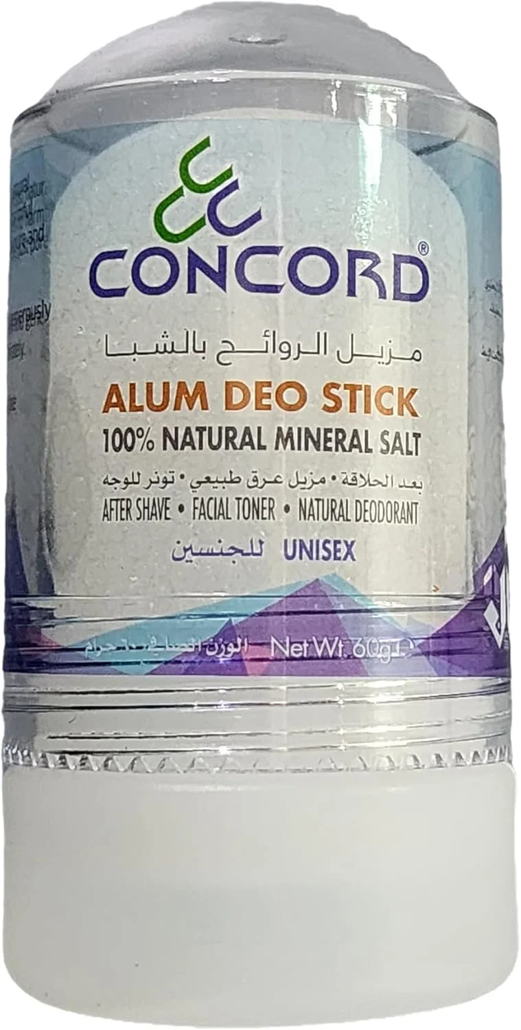 استیک دئودورانت آلوم طبیعی کانکورد، مناسب آقایان و بانوان، نمک معدنی طبیعی، افترشیو، تونر صورت و دئودورانت طبیعی 60 گرمی - اورجینال