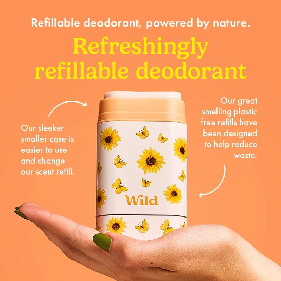 کیت دئودورانت طبیعی قابل شارژ Wild - قاب آفتابگردان نسخه محدود با رایحه تابستان سیسیلی (40 گرم) - بدون آلومینیوم - محافظت طولانی مدت - وگان کیت دئودورانت طبیعی قابل شارژ Wild - قاب آفتابگردان نسخه محدود با رایحه تابستان سیسیلی (40 گرم) - بدون آلومینیوم - محافظت طولانی مدت - وگان