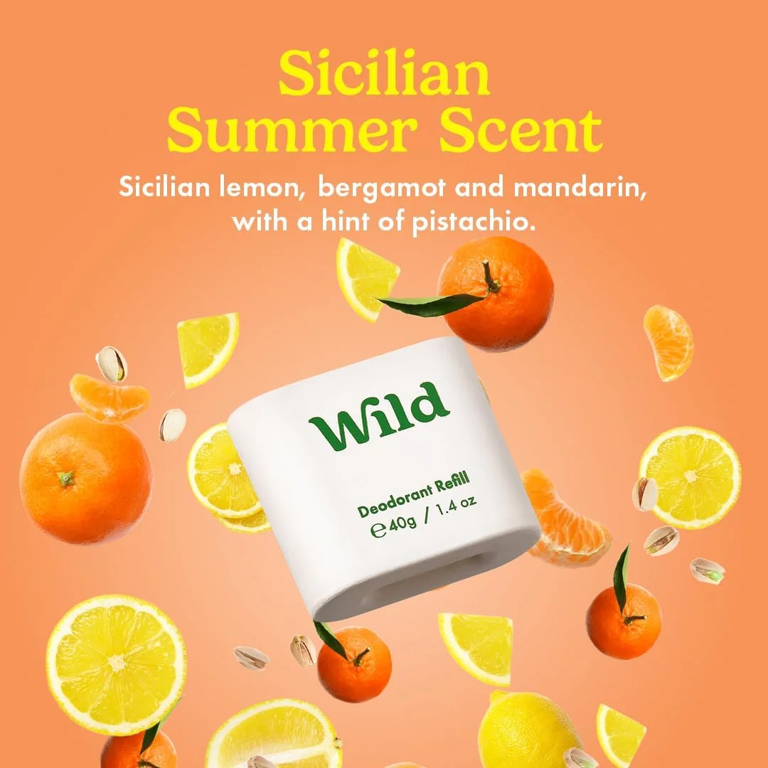 کیت دئودورانت طبیعی قابل شارژ Wild - قاب آفتابگردان نسخه محدود با رایحه تابستان سیسیلی (40 گرم) - بدون آلومینیوم - محافظت طولانی مدت - وگان کیت دئودورانت طبیعی قابل شارژ Wild - قاب آفتابگردان نسخه محدود با رایحه تابستان سیسیلی (40 گرم) - بدون آلومینیوم - محافظت طولانی مدت - وگان