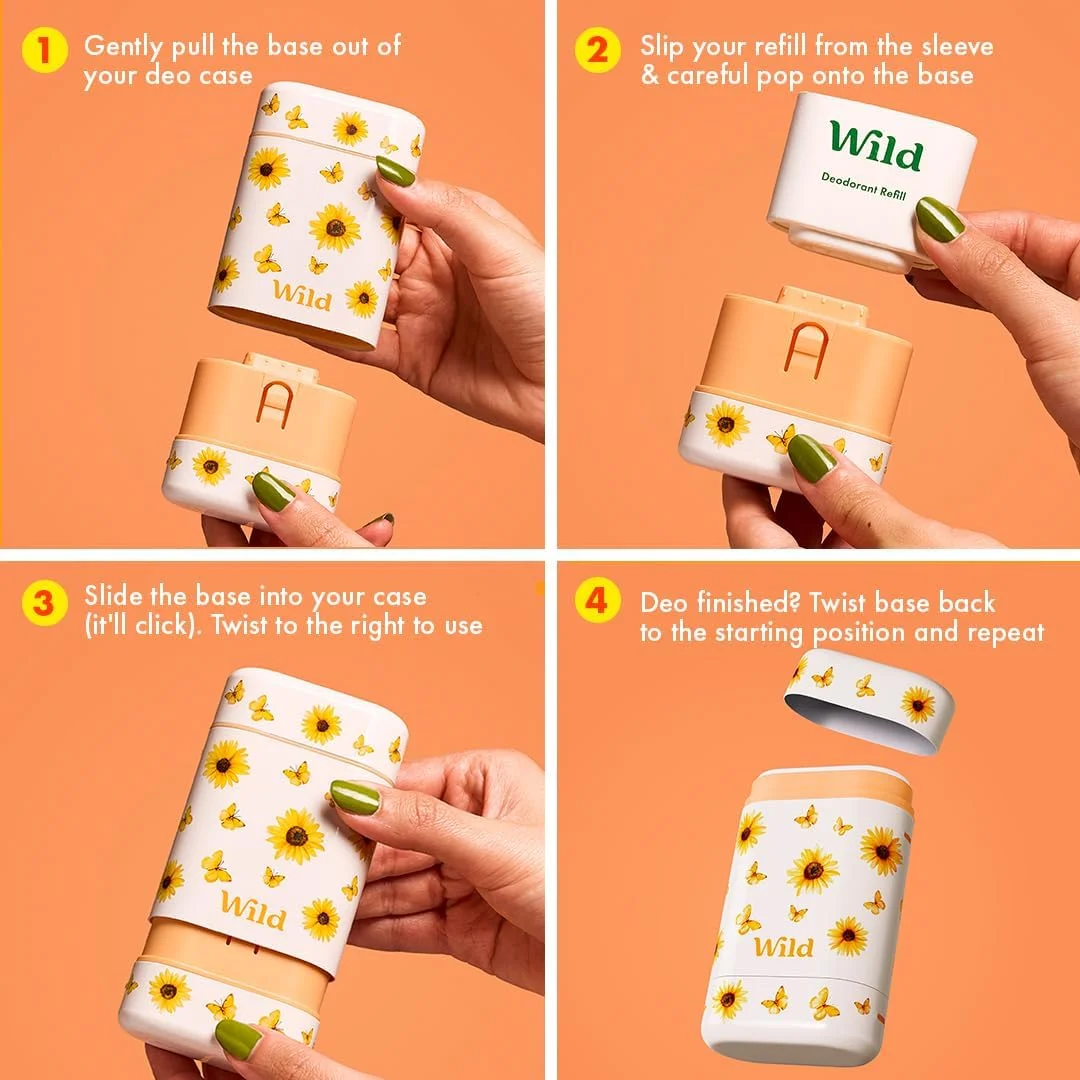 کیت دئودورانت طبیعی قابل شارژ Wild - قاب آفتابگردان نسخه محدود با رایحه تابستان سیسیلی (40 گرم) - بدون آلومینیوم - محافظت طولانی مدت - وگان کیت دئودورانت طبیعی قابل شارژ Wild - قاب آفتابگردان نسخه محدود با رایحه تابستان سیسیلی (40 گرم) - بدون آلومینیوم - محافظت طولانی مدت - وگان