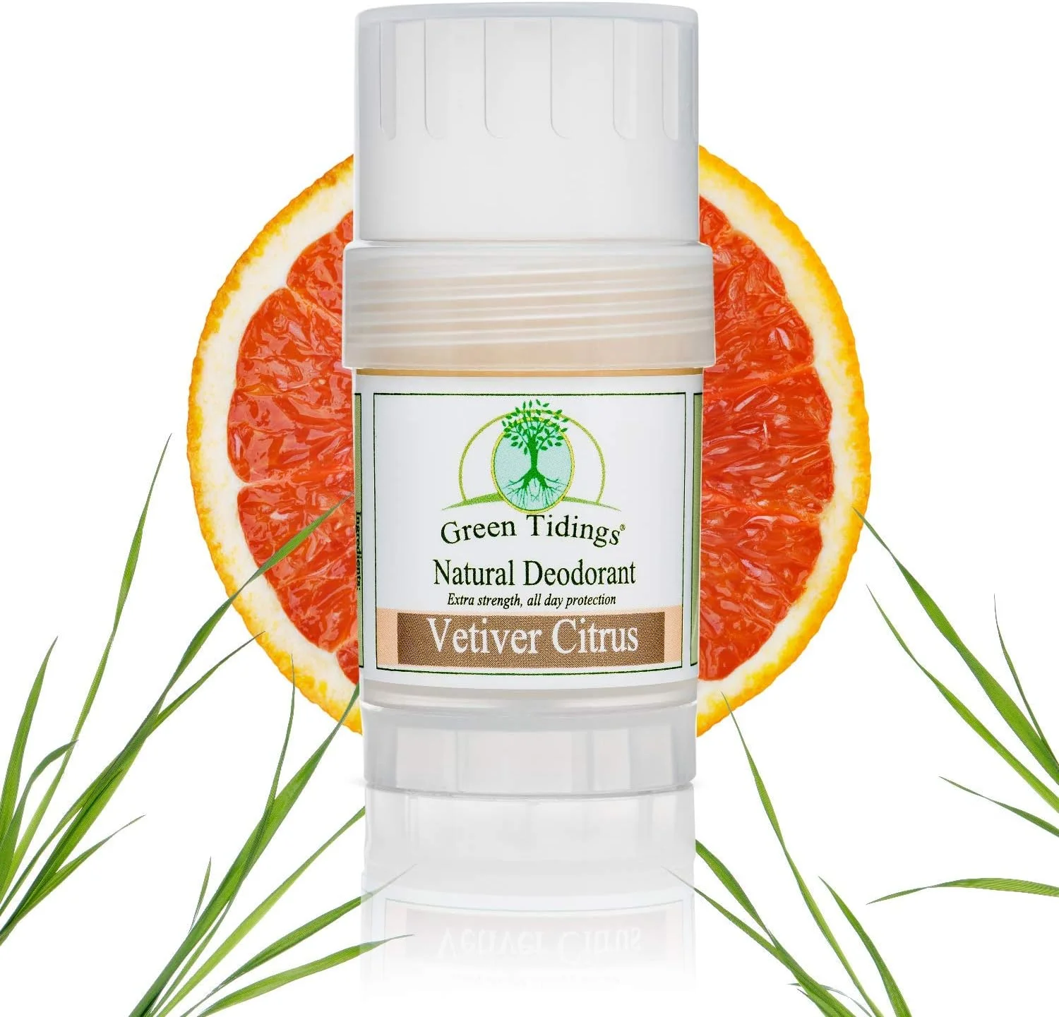 دئودورانت طبیعی گرین تایدینگز - وتیور مرکبات 30 گرم - قدرت فوق العاده، محافظت تمام روز - وگان - بدون تست حیوانی - بدون آلومینیوم - بدون پارابن - غیر سمی - تیوب لوسیون جامد