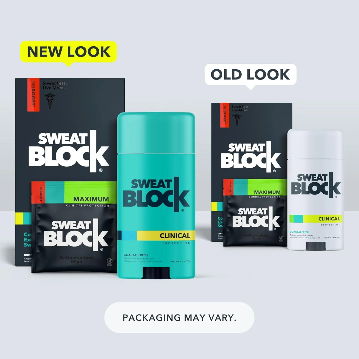 سیستم ضد تعریق و دئودورانت کلینیکال حداکثر SWEATBLOCK، درمان هایپرهیدروزیس، تعریق بیش از حد و بوی بد زیر بغل - (10) دستمال مرطوب ضد تعریق DRIBOOST [PM] + (1) کلینیکال