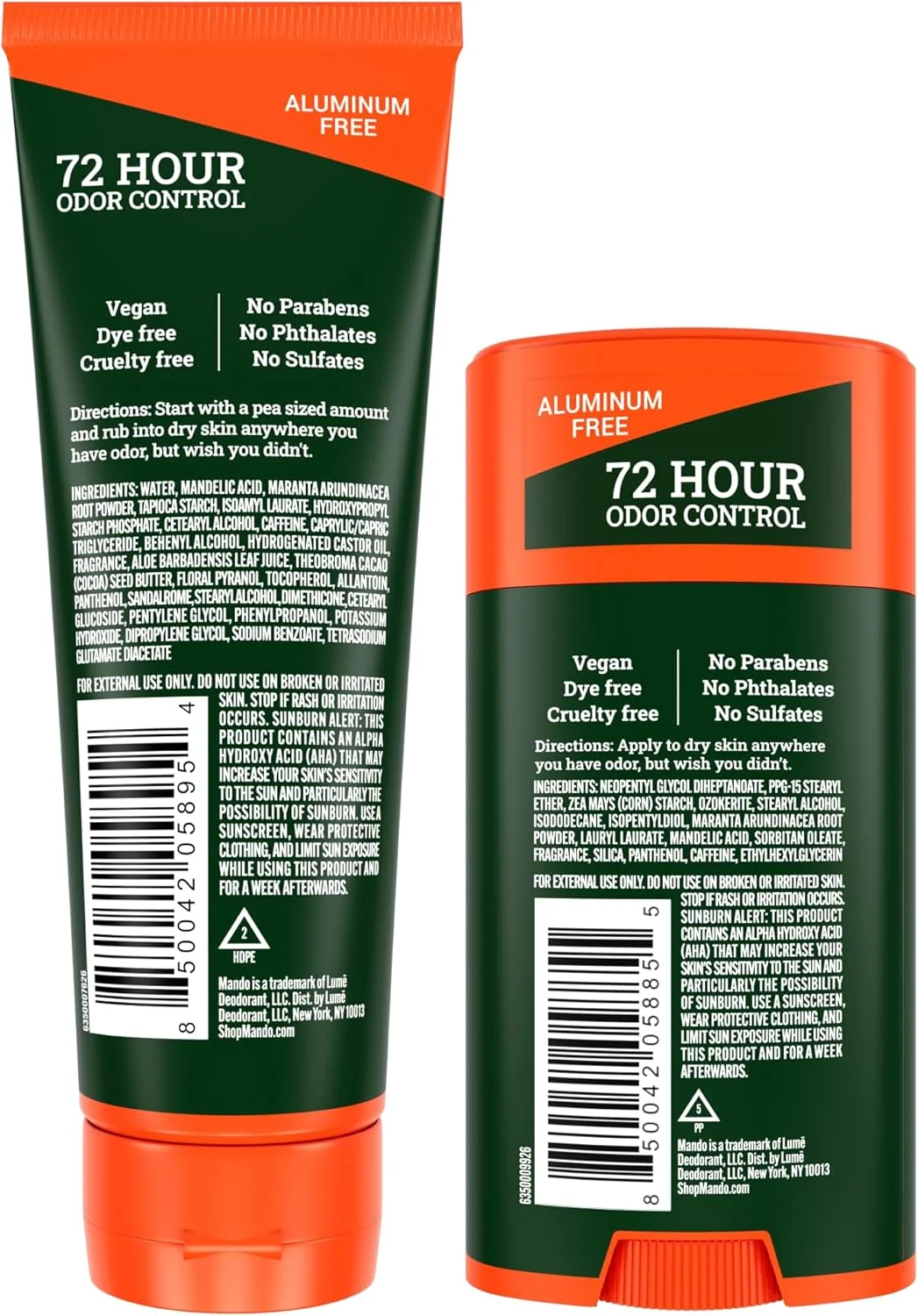 دئودورانت کامل بدن Mando - کرم نامرئی تیوپی و استیک جامد - کنترل بوی 72 ساعته - فاقد آلومینیوم، فاقد جوش شیرین، ایمن برای پوست - تیوپ 3.0 اونس و استیک جامد 2.6 اونس - Clover Woods دئودورانت کامل بدن Mando - کرم نامرئی تیوپی و استیک جامد - کنترل بوی 72 ساعته - فاقد آلومینیوم، فاقد جوش شیرین، ایمن برای پوست - تیوپ 3.0 اونس و استیک جامد 2.6 اونس - Clover Woods