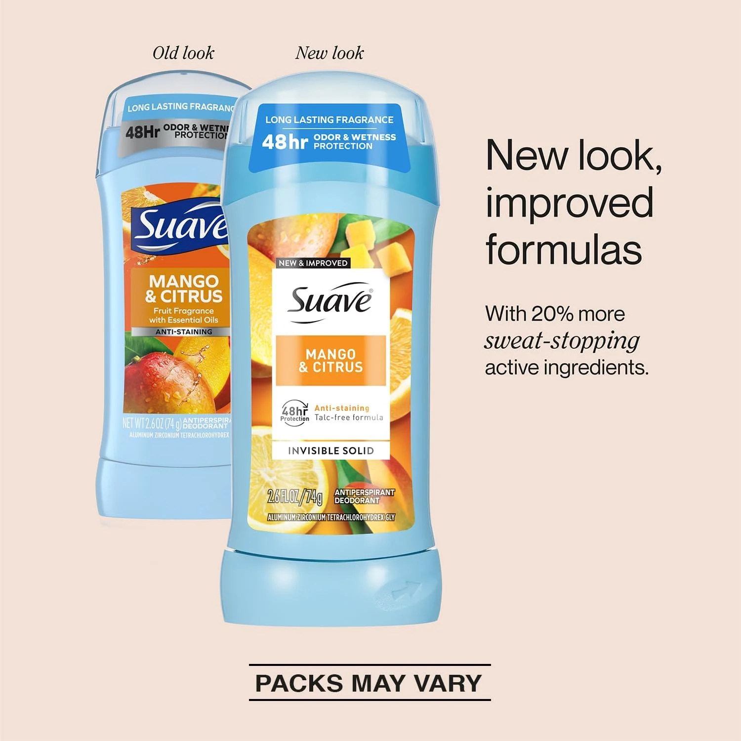 مام ضد تعریق زنانه سواو، بسته متنوع - Tropical Paradise + Mango & Citrus، جامد نامرئی، محافظت 48 ساعته، ضد لک، 73 گرم (مجموعه 2 عددی)