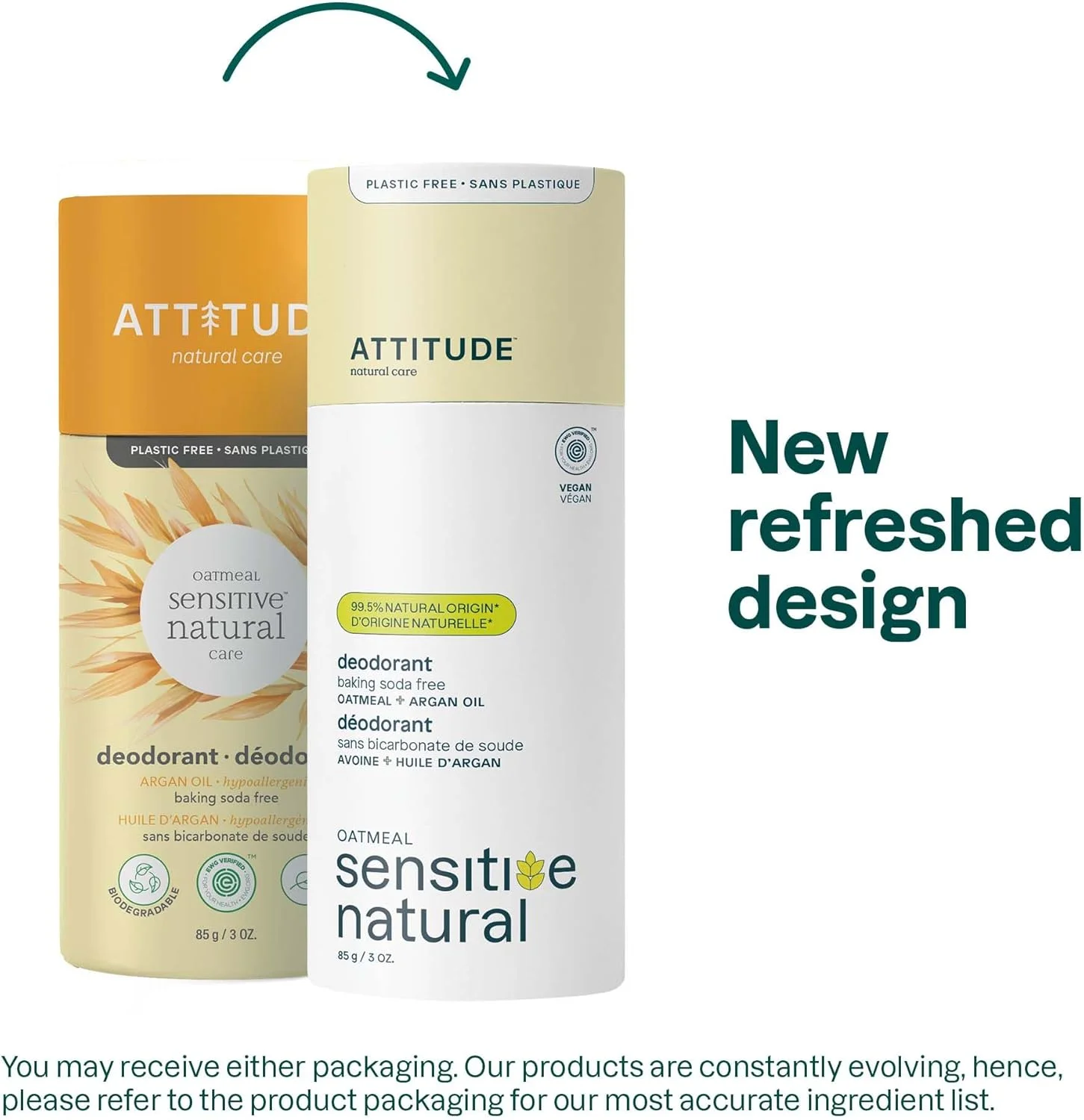 دئودورانت طبیعی بدون جوش شیرین ATTITUDE برای پوست حساس، تیوب مقوایی بدون پلاستیک، ضد حساسیت، روغن آرگان و بلغور جو دوسر تسکین دهنده، 3 اونس دئودورانت طبیعی بدون جوش شیرین ATTITUDE برای پوست حساس، تیوب مقوایی بدون پلاستیک، ضد حساسیت، روغن آرگان و بلغور جو دوسر تسکین دهنده، 3 اونس