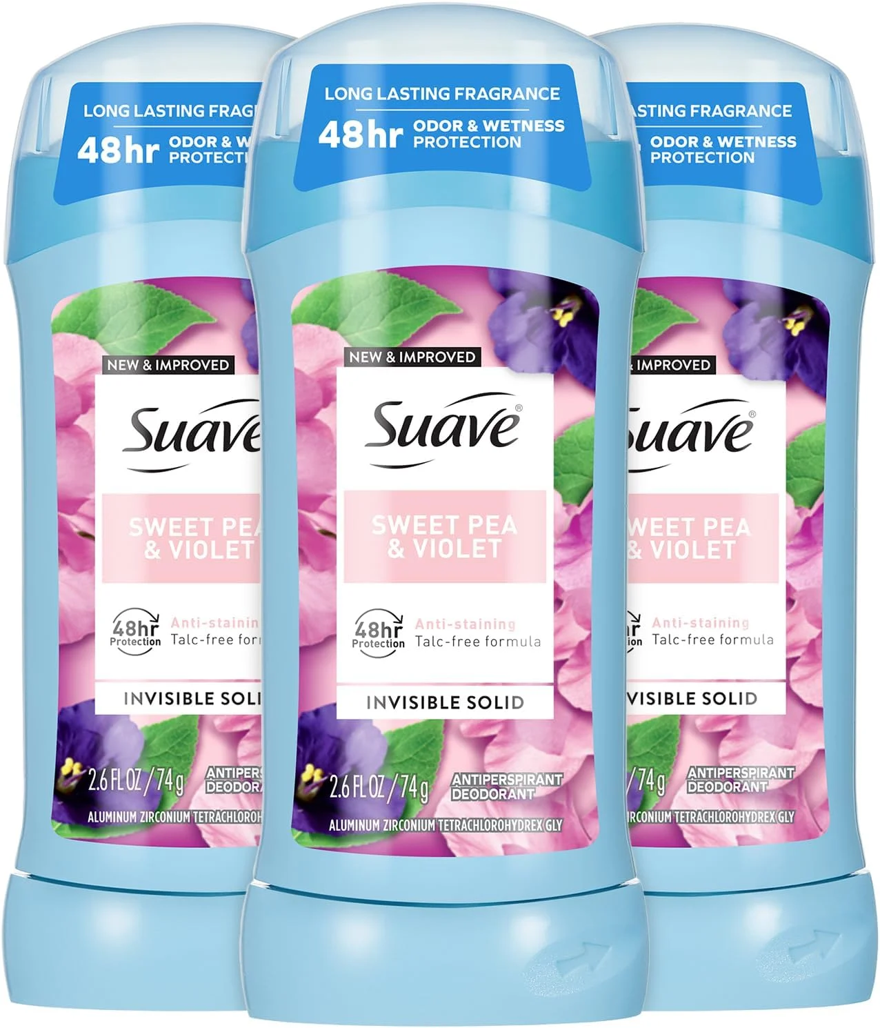 دئودورانت سواو 76 میلی لیتر رایحه نخود شیرین و بنفشه، ضد تعریق 24 ساعته (3 عددی)