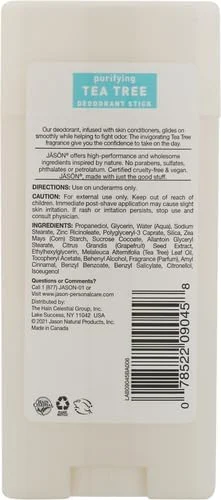 استیک دئودورانت بدون آلومینیوم جیسون، درخت چای تصفیه کننده، 71 گرم (بسته 1 عددی) استیک دئودورانت بدون آلومینیوم جیسون، درخت چای تصفیه کننده، 71 گرم (بسته 1 عددی)