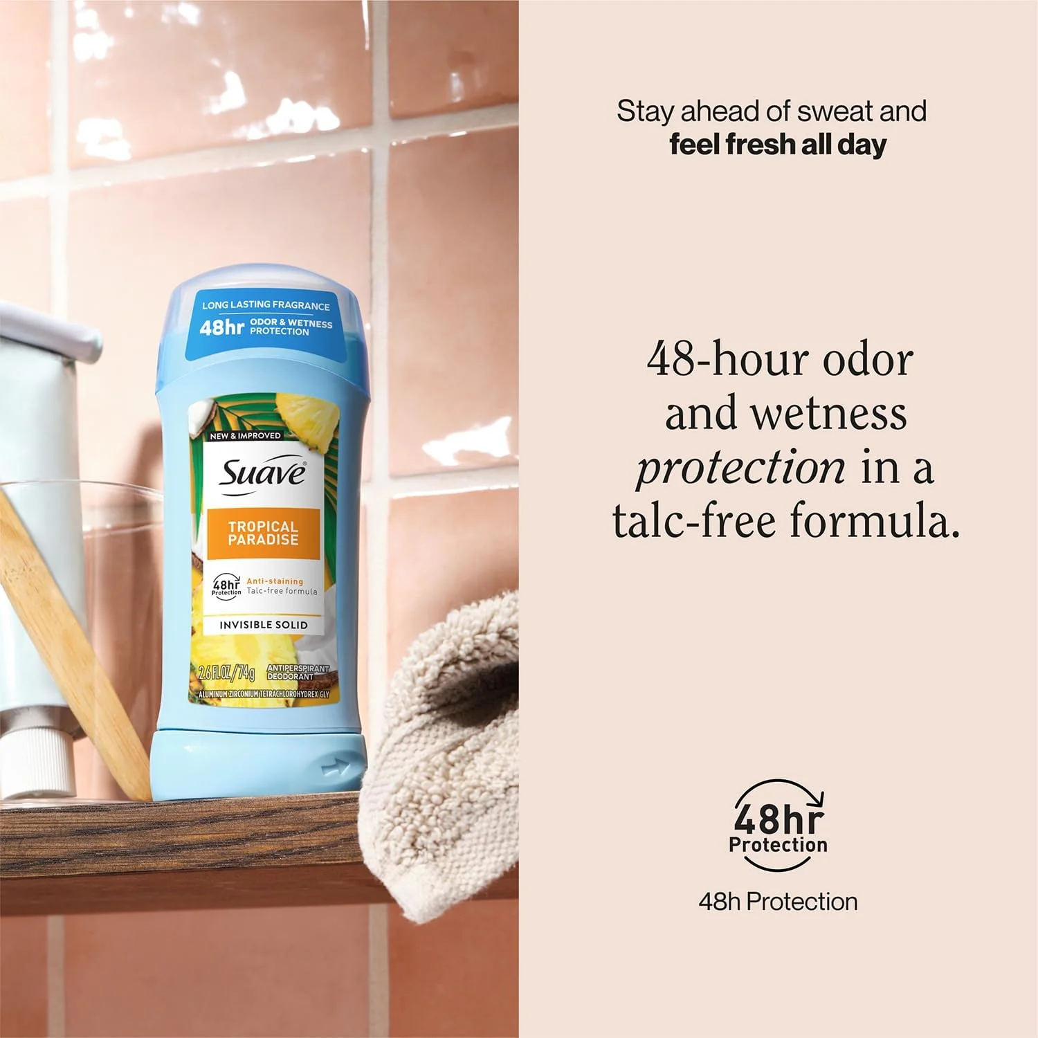 دئودورانت زنانه سواو، Tropical Paradise - استیک دئودورانت ضد تعریق نامرئی، محافظت 48 ساعته، ضد لک، بدون تست حیوانی، معطر، 73 گرم (بسته 2 عددی) دئودورانت زنانه سواو، Tropical Paradise - استیک دئودورانت ضد تعریق نامرئی، محافظت 48 ساعته، ضد لک، بدون تست حیوانی، معطر، 73 گرم (بسته 2 عددی)