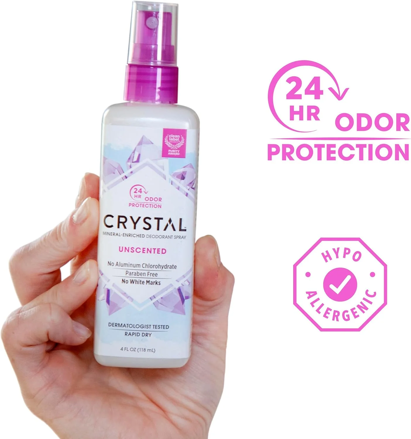 اسپری دئودورانت معدنی کریستال اسنس، بدون عطر، 118 میلی لیتر (بسته 6 عددی)
