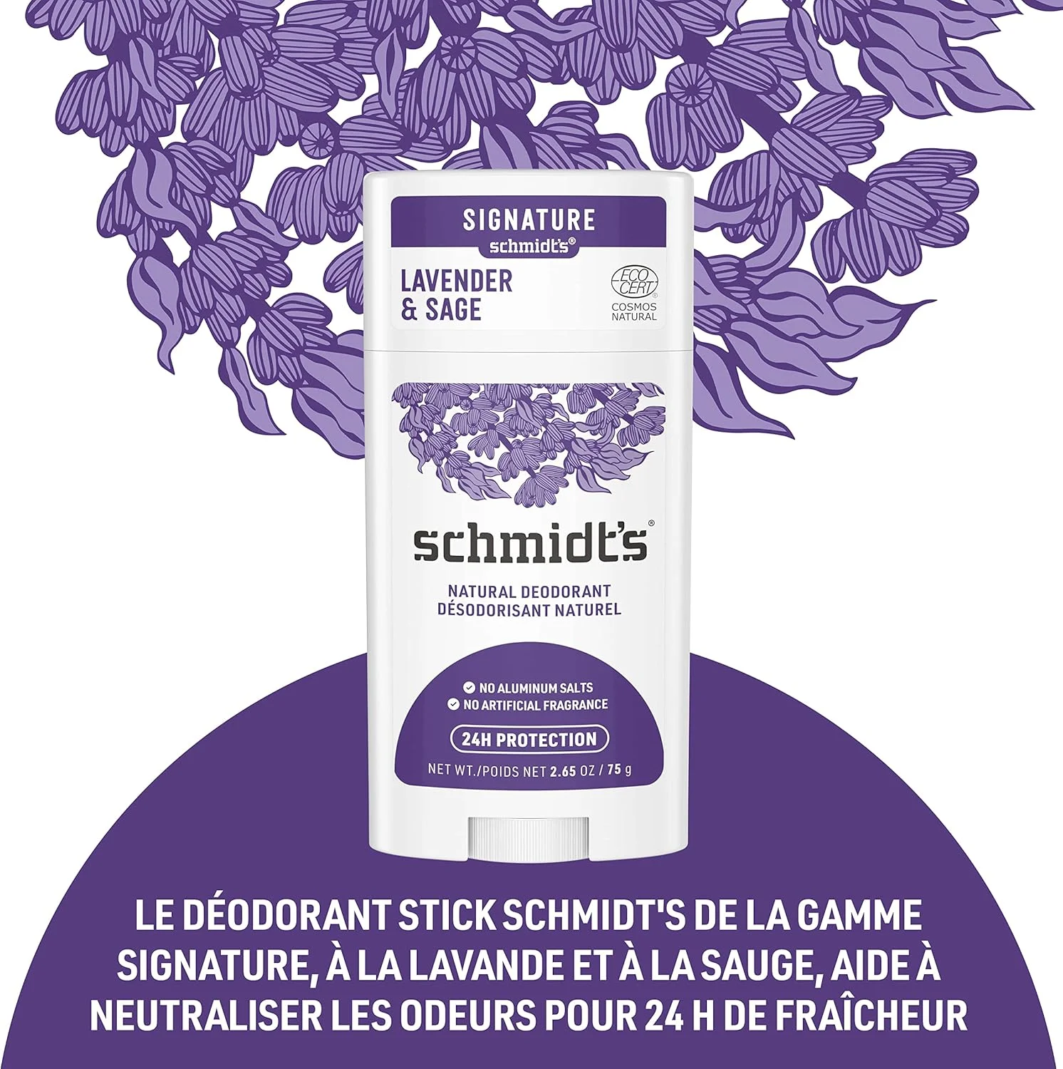 استیک دئودورانت طبیعی اشمیت اسطوخودوس و مریم گلی، دئودورانت بدون آلومینیوم برای طراوت ماندگار، بسته 75 گرمی