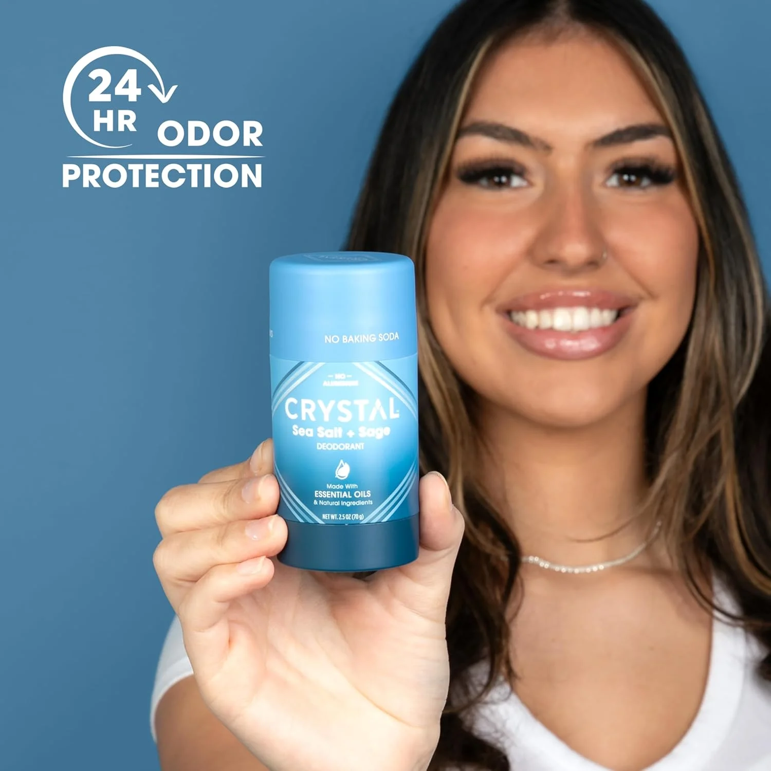 دئودورانت جامد منیزیم کریستال، دئودورانت طبیعی بدون آلومینیوم و غیر تحریک کننده برای آقایان و بانوان، به طور ایمن و موثر با بوی بد مبارزه می کند، بدون جوش شیرین، نمک دریا + مریم گلی، 70 گرم