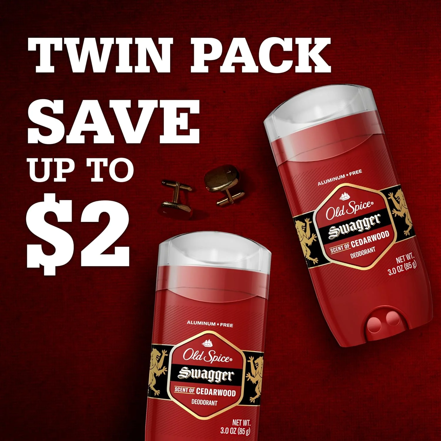 دئودورانت بدون آلومینیوم مردانه اولد اسپایس، محافظت 24 ساعته در برابر بو، طراوت 24 ساعته و رایحه ماندگار، استفاده آسان، Swagger با رایحه چوب سدر، 85 گرم (بسته 2 عددی)