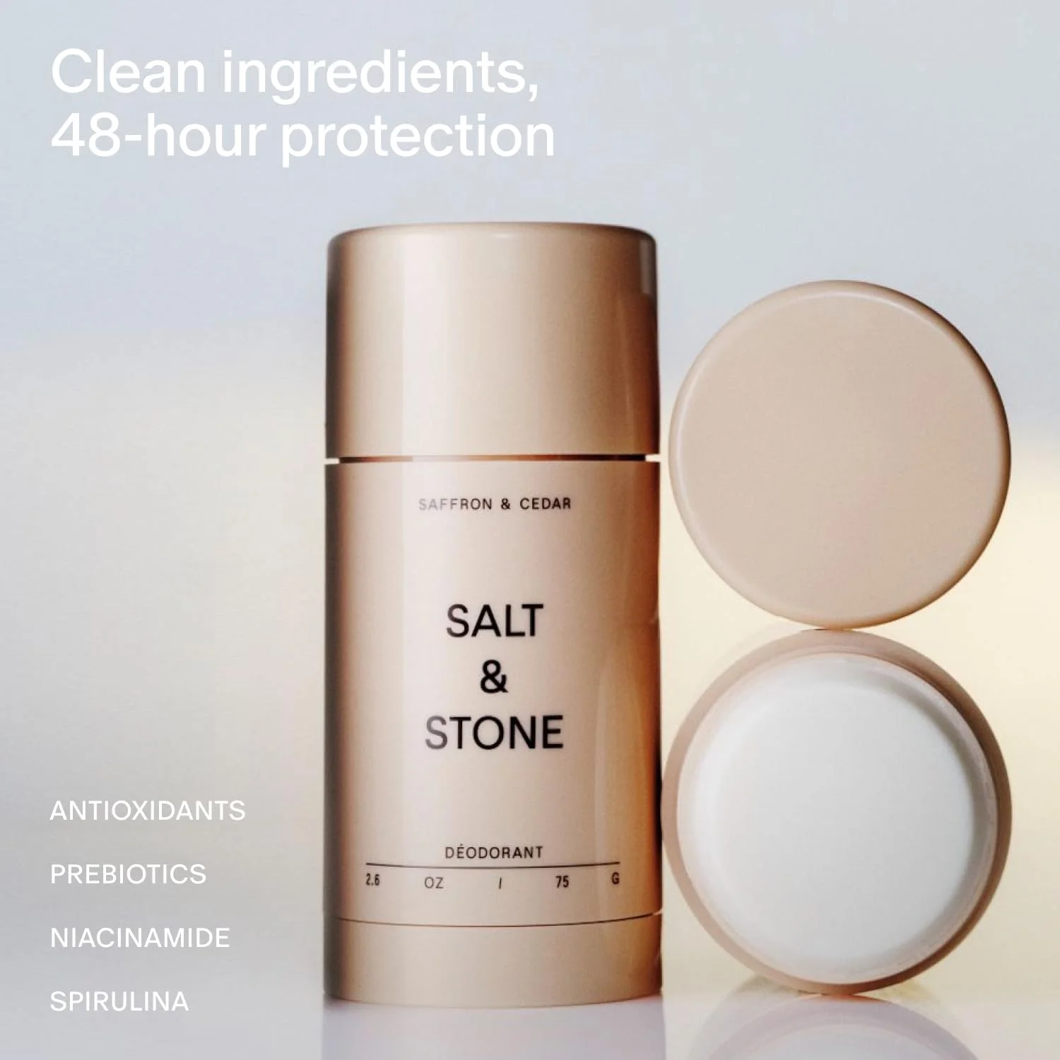 دئودورانت سالت اند استون | دئودورانت طبیعی فوق العاده قوی برای زنان و مردان | بدون آلومینیوم با عصاره جلبک دریایی، کره شی و پروبیوتیک (زعفران و سدر) دئودورانت سالت اند استون | دئودورانت طبیعی فوق العاده قوی برای زنان و مردان | بدون آلومینیوم با عصاره جلبک دریایی، کره شی و پروبیوتیک (زعفران و سدر)