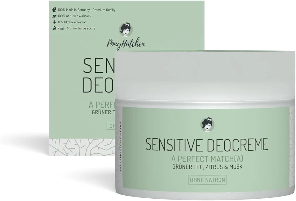 PonyHütchen - Sensitive deodorant cream without soda A Perfect Match(a) - solid deodorant cream soda-free vegan, without aluminium and animal testing - unisex antiperspirant natural cosmetics made in PonyHütchen - Sensitive deodorant cream without soda A Perfect Match(a) - solid deodorant cream soda-free vegan, without aluminium and animal testing - unisex antiperspirant natural cosmetics made in