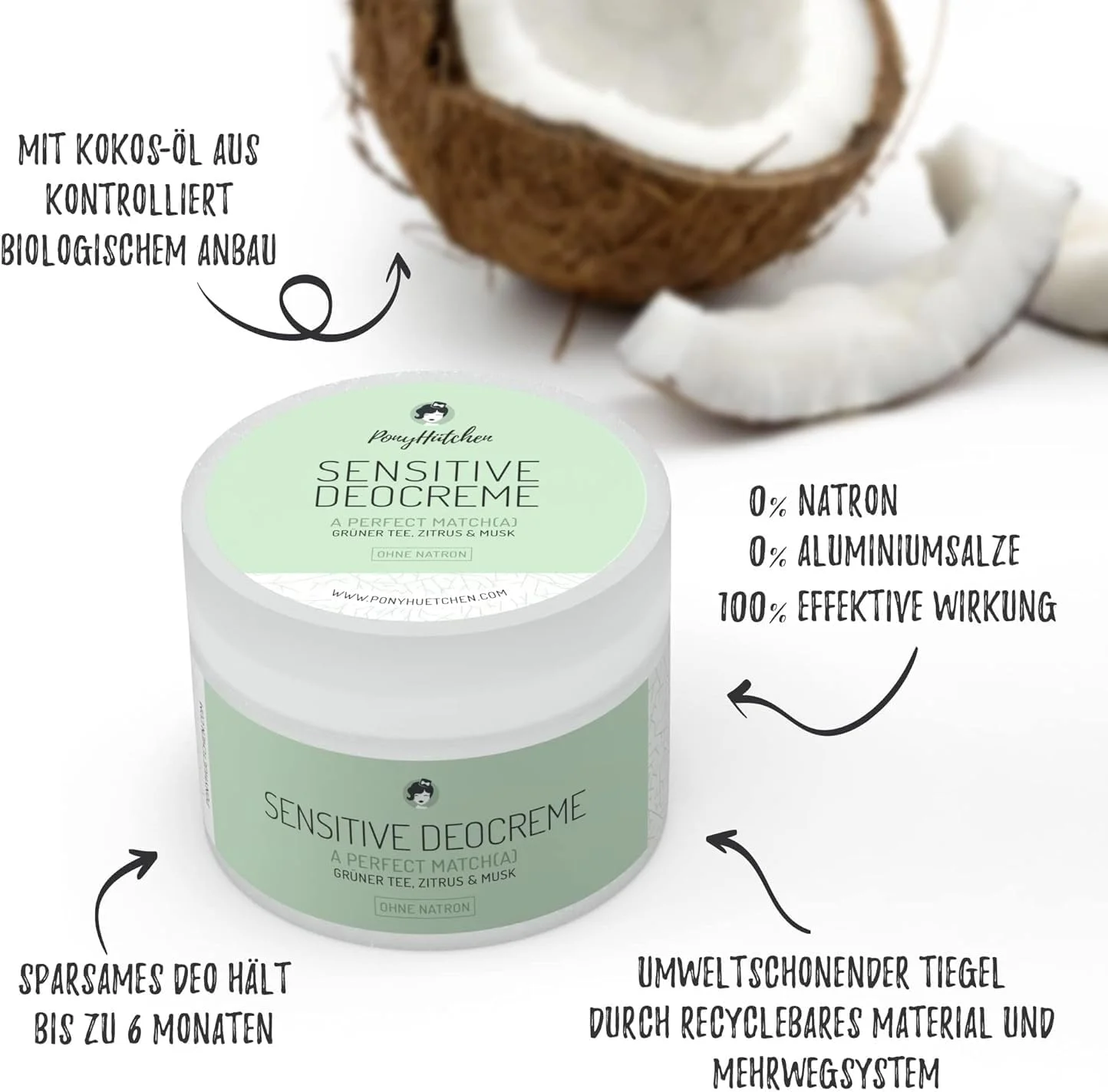 PonyHütchen - Sensitive deodorant cream without soda A Perfect Match(a) - solid deodorant cream soda-free vegan, without aluminium and animal testing - unisex antiperspirant natural cosmetics made in PonyHütchen - Sensitive deodorant cream without soda A Perfect Match(a) - solid deodorant cream soda-free vegan, without aluminium and animal testing - unisex antiperspirant natural cosmetics made in