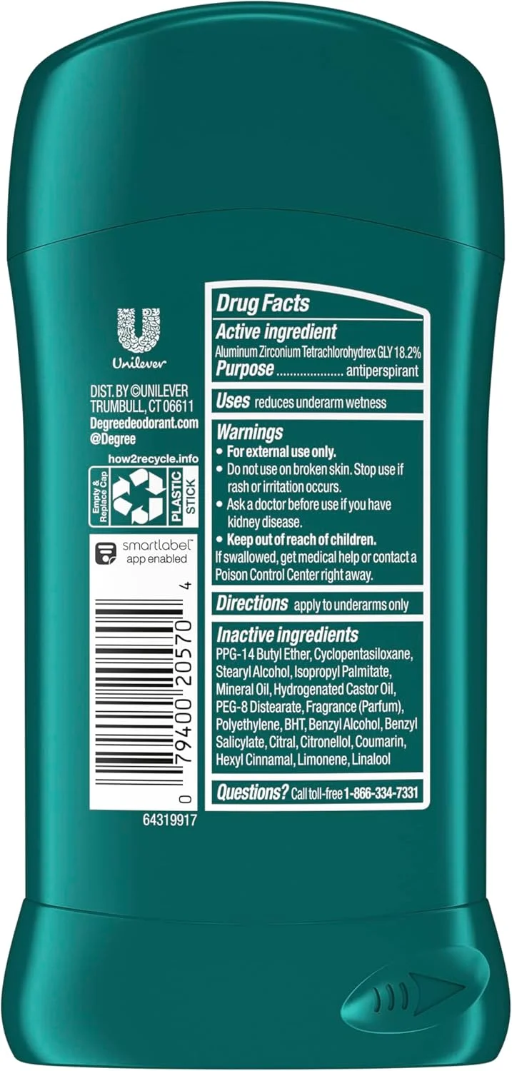 استیک ضد تعریق مردانه Degree مدل Cool Comfort، محافظت 48 ساعته، بدون ایجاد حساسیت، 76 گرم، بسته 6 عددی