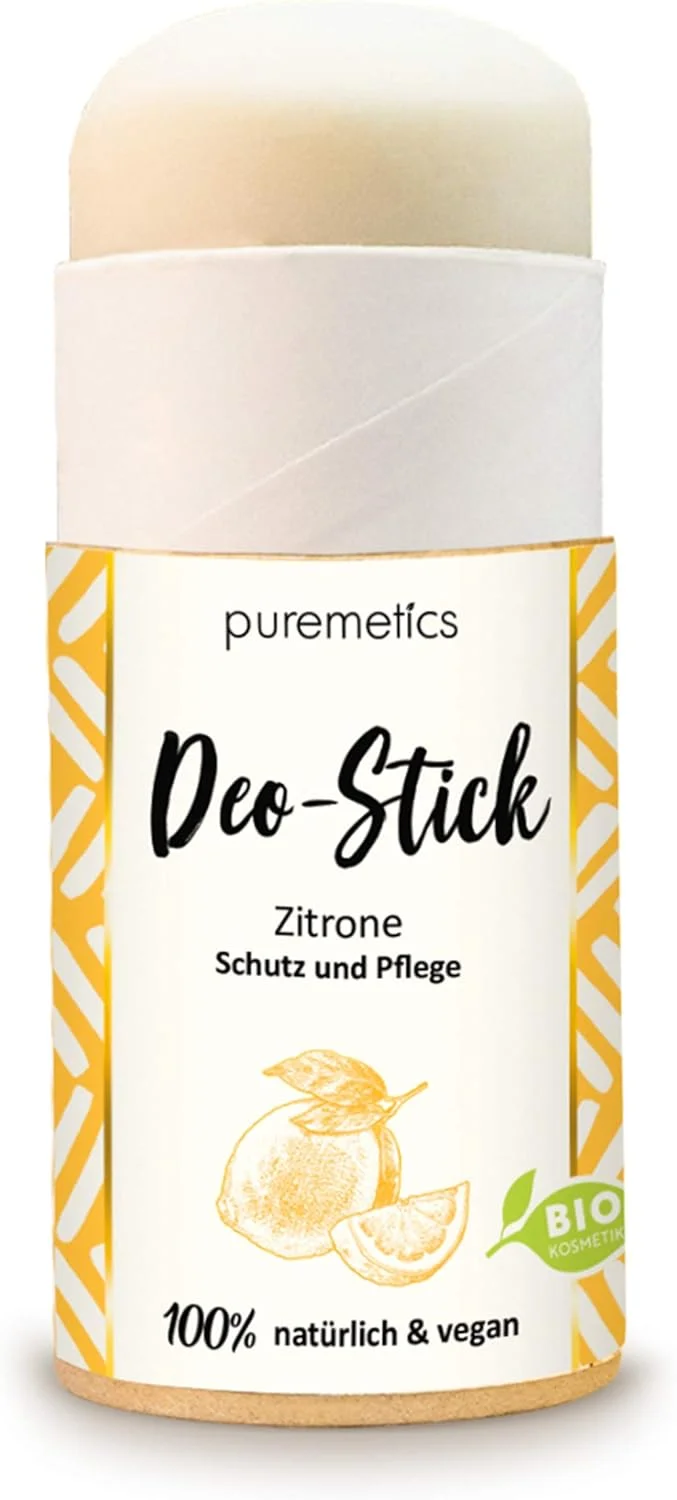 استیک دئودورانت بدون پلاستیک puremetics مدل "لیمو" ارگانیک، 100% طبیعی، وگان و بدون پلاستیک | دارای گواهی ارگانیک | دئودورانت جامد | قلم دئودورانت | بدون پلاستیک