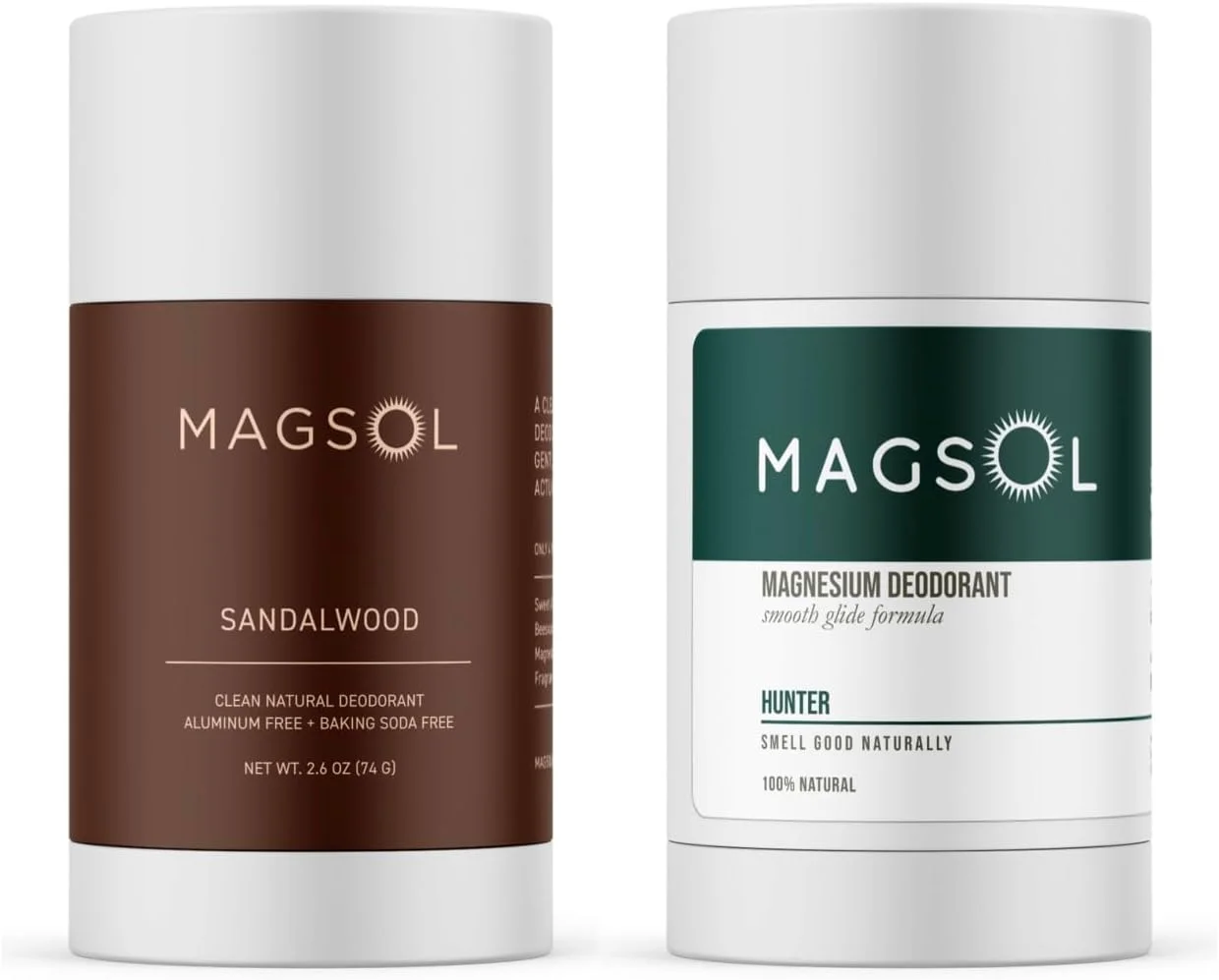 دئودورانت طبیعی MagSol Organics برای مردان - دئودورانت بدون آلومینیوم برای مردان، 4 ماده تشکیل دهنده، 2 عدد (صندل و هانتر)