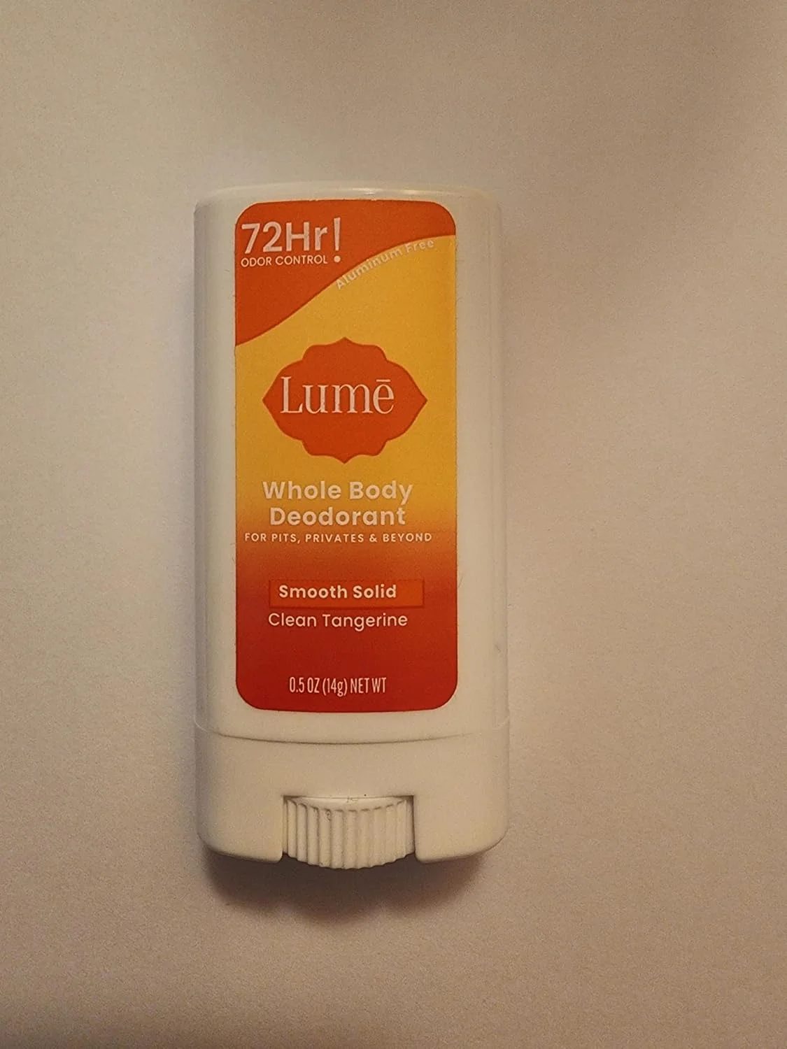 استیک دئودورانت کوچک و جامد LUME Smooth - دئودورانت کل بدن - بدون آلومینیوم، بدون جوش شیرین، ضد حساسیت، ایمن برای پوست های حساس - 14 گرم (نارنگی تمیز)، بسته 1 عددی