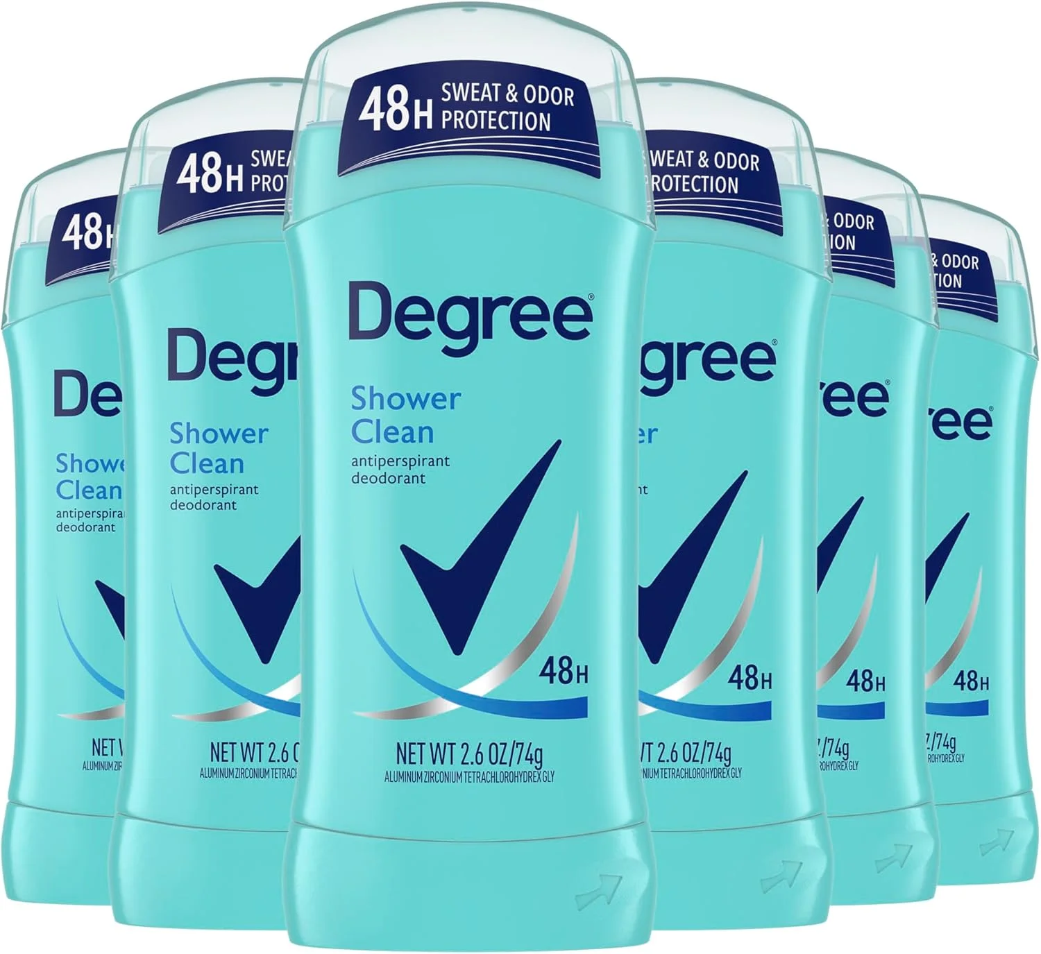 دئودورانت ضد تعریق زنانه Degree Original با رایحه Shower Clean، محافظت 48 ساعته در برابر تعریق و بو، 2.6 اونس (بسته 6 عددی)