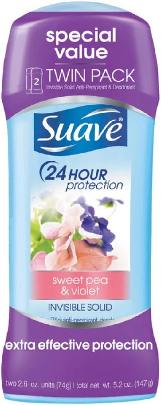 ضد تعریق و دئودورانت جامد نامرئی Suave Naturals، نخود شیرین و بنفشه، 74 گرم، بسته 4 عددی