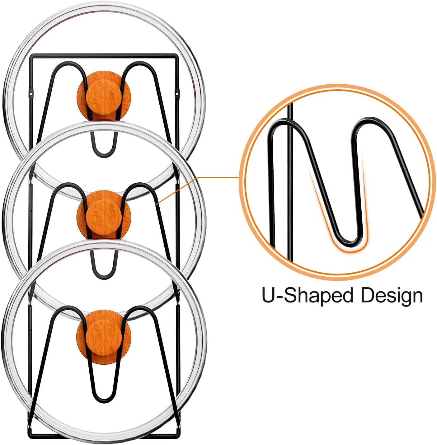 ارگانایزر درب قابلمه sddjqy، بسته 2 عددی، نگهدارنده درب قابلمه 6 طبقه برای درب کابینت/دیوار، نصب چسبی بدون نیاز به سوراخکاری روی دیوار/درب، پوشش ضد زنگ درب قابلمه و تابه برای نگهداری در آشپزخانه، مشکی کلاسیک