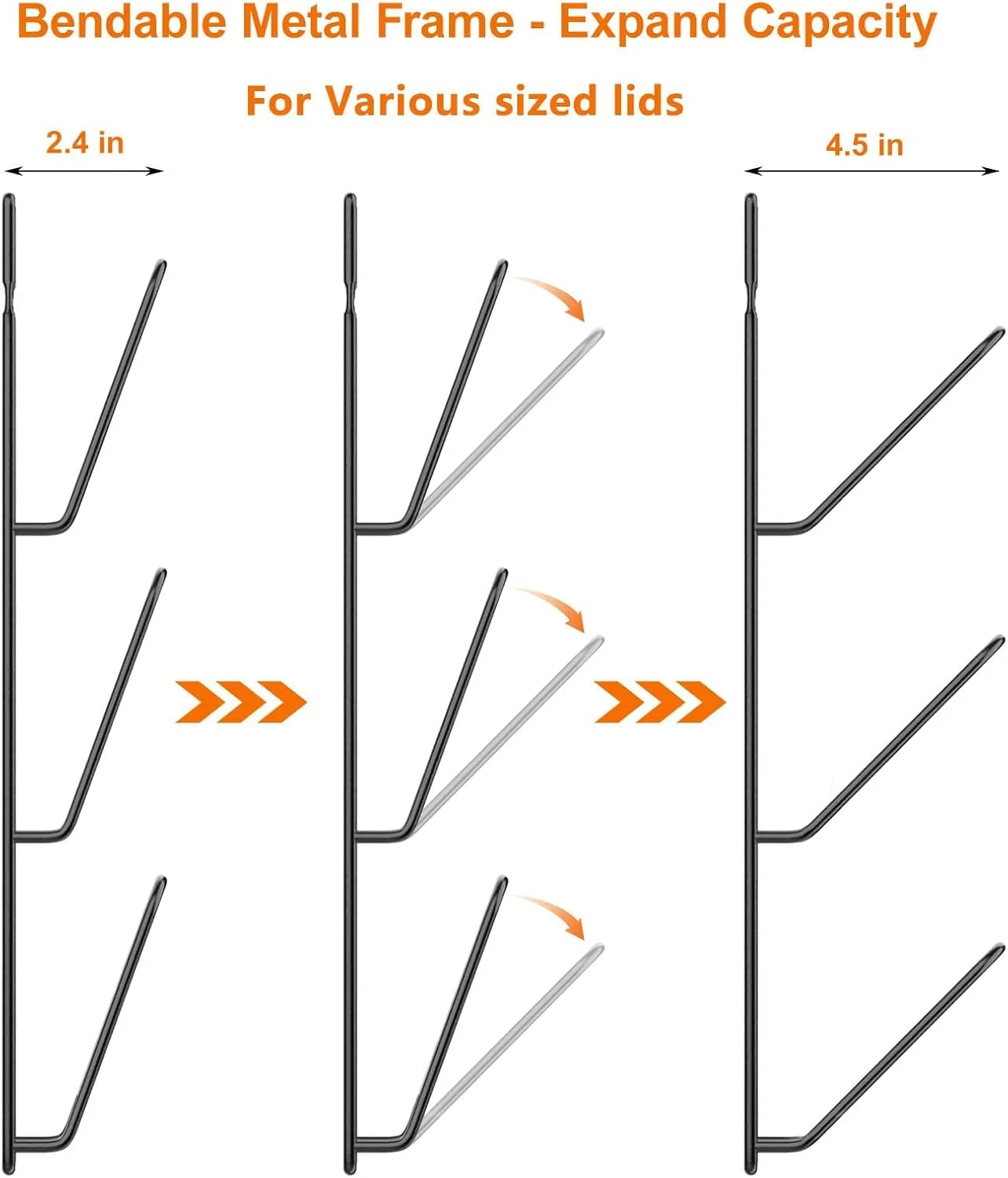 ارگانایزر درب قابلمه sddjqy، بسته 2 عددی، نگهدارنده درب قابلمه 6 طبقه برای درب کابینت/دیوار، نصب چسبی بدون نیاز به سوراخکاری روی دیوار/درب، پوشش ضد زنگ درب قابلمه و تابه برای نگهداری در آشپزخانه، مشکی کلاسیک