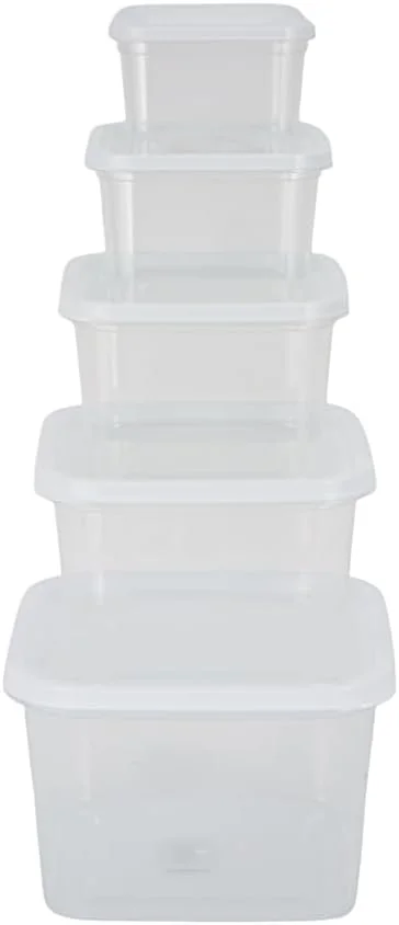 ظروف پلاستیکی درب دار رویال فورد مدل RF12189، بسته 5 عددی، مناسب برای نگهداری مواد غذایی در آشپزخانه، یخچال، کابینت، کمد، قابل استفاده در مایکروویو