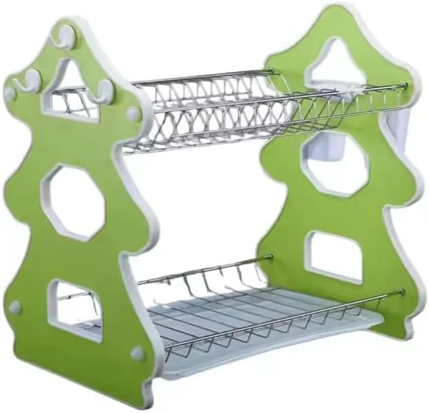 آبچکان دو طبقه استیل کروم اندود شده بادوام Sanan – قفسه چند منظوره برای سازماندهی ظروف و کارد و چنگال – آبچکان سینک ظرفشویی سنگین با سینی تخلیه برای خشک کردن و نگهداری کارآمد