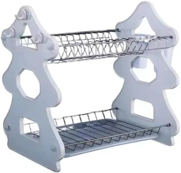 آبچکان دو طبقه استیل کروم اندود شده بادوام Sanan – قفسه چند منظوره برای سازماندهی ظروف و کارد و چنگال – آبچکان سینک ظرفشویی سنگین با سینی تخلیه برای خشک کردن و نگهداری کارآمد