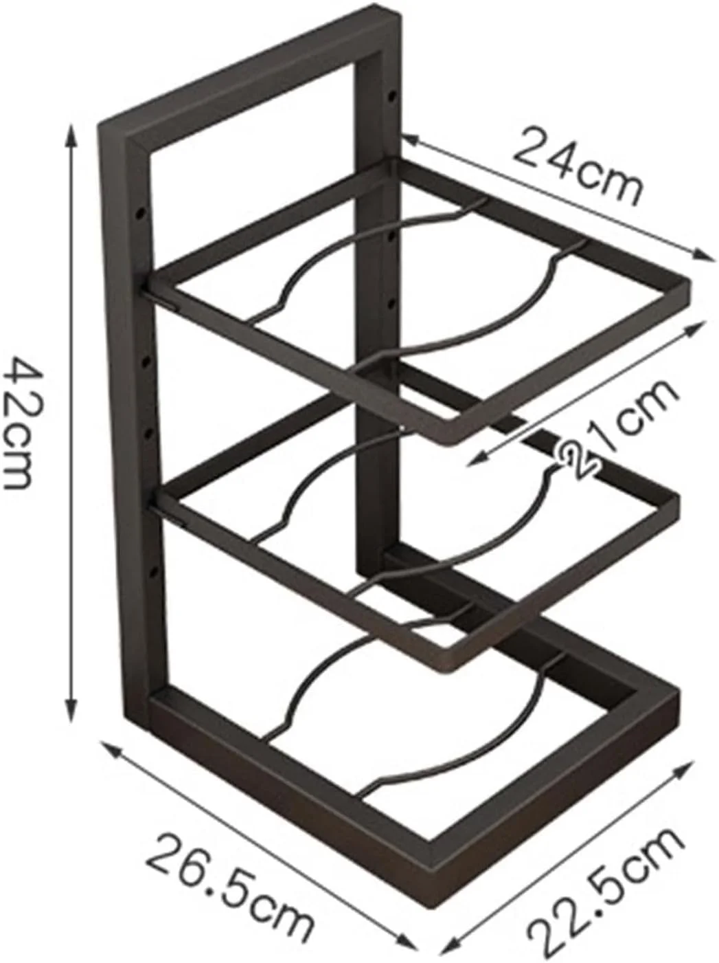 سازمان دهنده قابلمه و تابه آشپزخانه ROUNY برای کابینت، قفسه تابه 3 طبقه سنگین، قفسه فلزی قابل تنظیم تابه و نگهدارنده درب قابلمه برای سازمان دهنده ها و نگهداری آشپزخانه