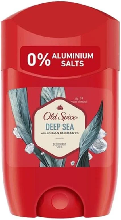 استیک دئودورانت مردانه اولد اسپایس Deep Sea، 50 میلی لیتر، طراوت 48 ساعته، 0 درصد نمک آلومینیوم، ضد لک های سفید و زرد