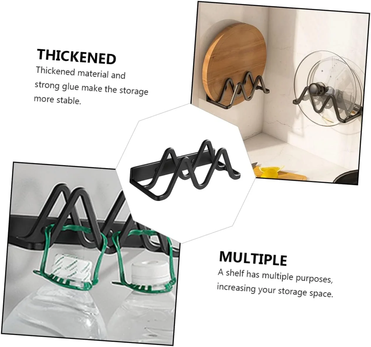 نگهدارنده درب قابلمه سنگین ریان، قفسه ذخیره سازی دیواری، سازمان دهنده ظروف، نصب کابینت، قفسه پارچه آشپزخانه، آویز صرفه جویی در فضای تابه ابزار کوچک