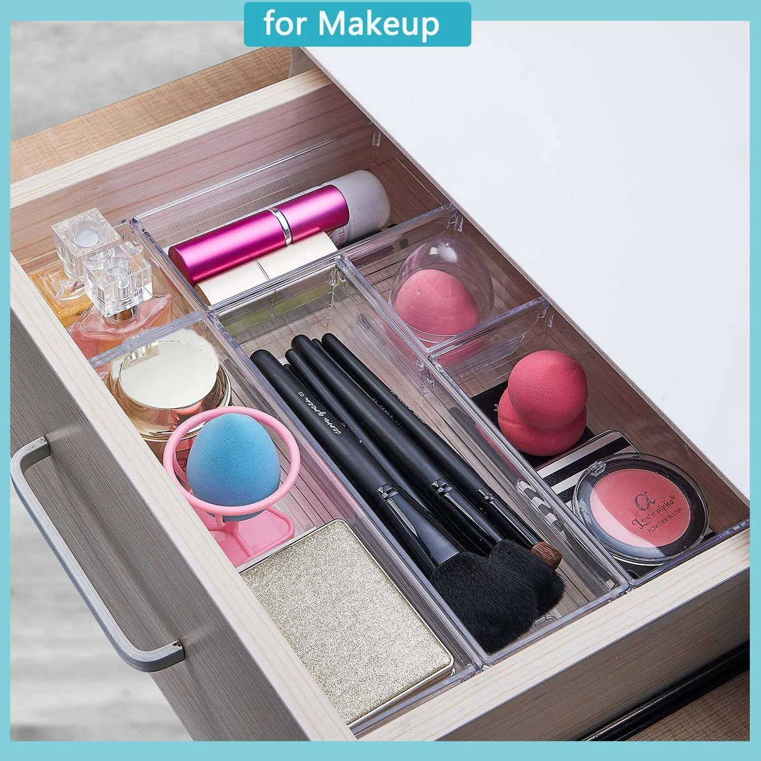 مجموعه ۴۴ عددی تقسیم کننده کشو پلاستیکی شفاف Premify، ۴ سایز مختلف، مناسب برای آشپزخانه، حمام، لوازم آرایش، یخچال، اتاق خواب، دفتر کار، لوازم التحریر و جواهرات