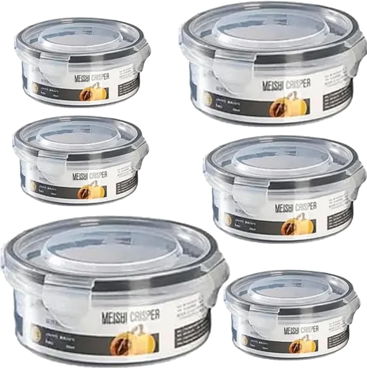 ظروف نگهداری غذای گرد Premify، 6 تکه، ست ظروف آماده سازی غذا با درب های محکم، جعبه های پلاستیکی BPA-Free قابل چیدن برای آشپزخانه و یخچال | 100٪ ضد نشت