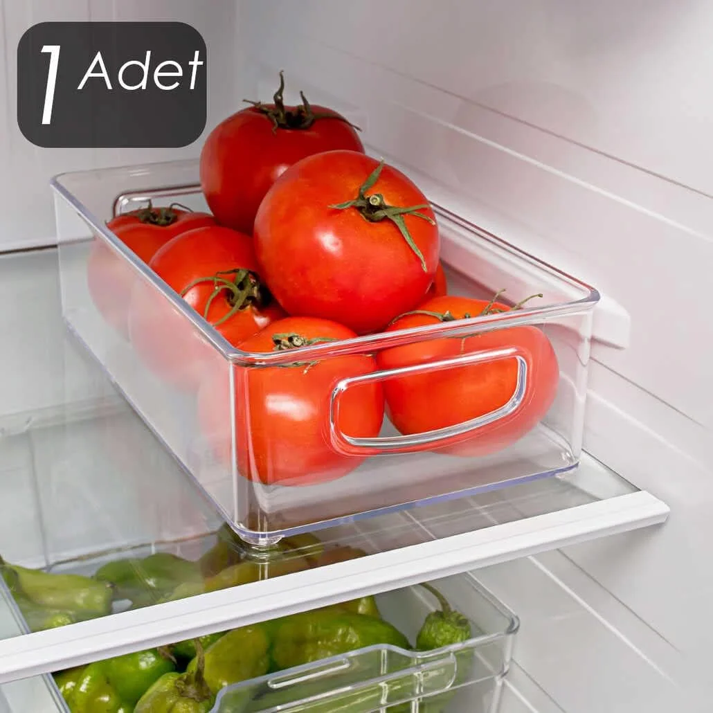 محفظه نگهداری یخچال Porsima ORGANiZERS، ظرف نگهداری قابل انباشت با دستگیره، محفظه شفاف بدون BPA برای آشپزخانه و یخچال، سازماندهی کاربردی برای آشپزخانه، ORG-34