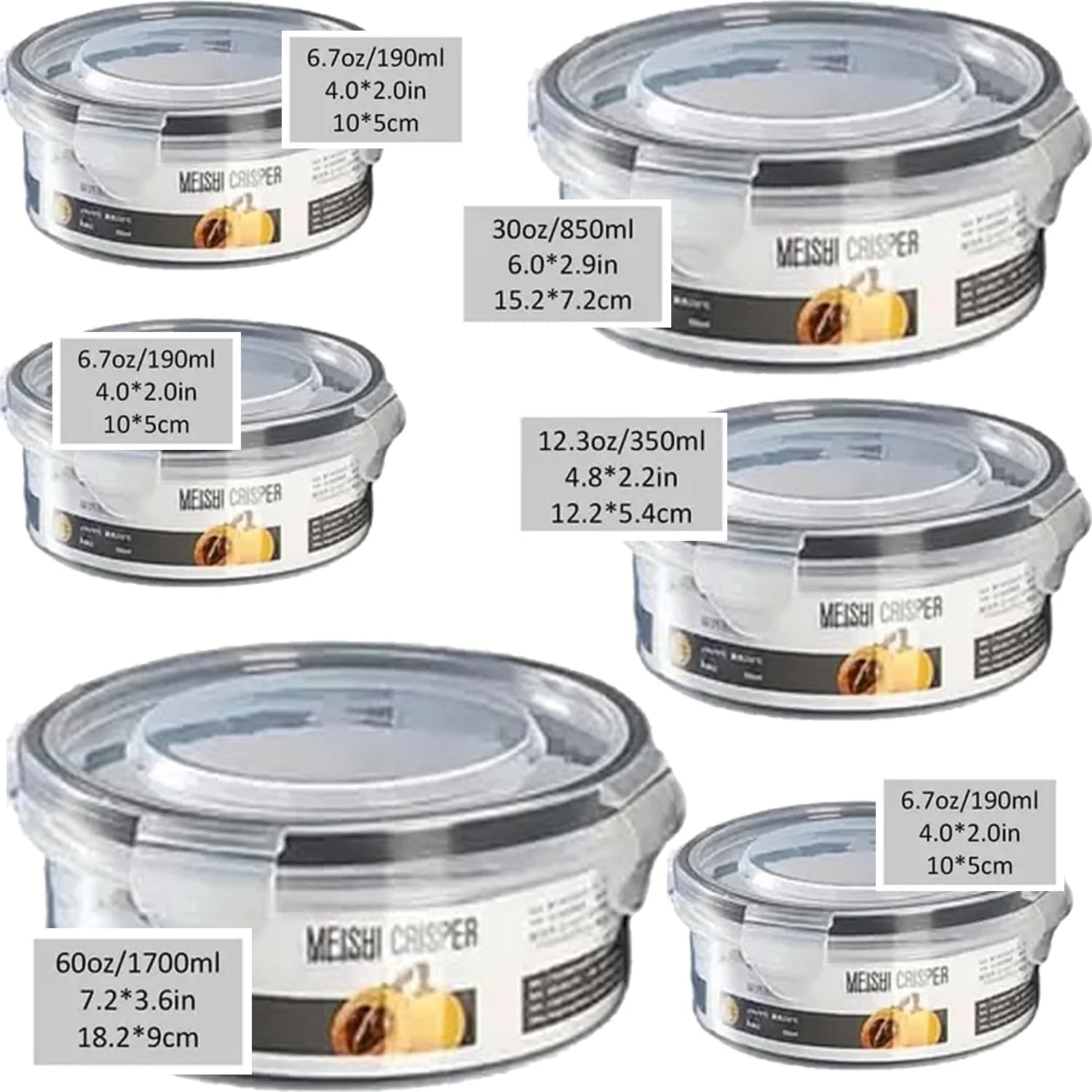 ظروف نگهداری غذای گرد Premify، 6 تکه، ست ظروف آماده سازی غذا با درب های محکم، جعبه های پلاستیکی BPA-Free قابل چیدن برای آشپزخانه و یخچال | 100٪ ضد نشت