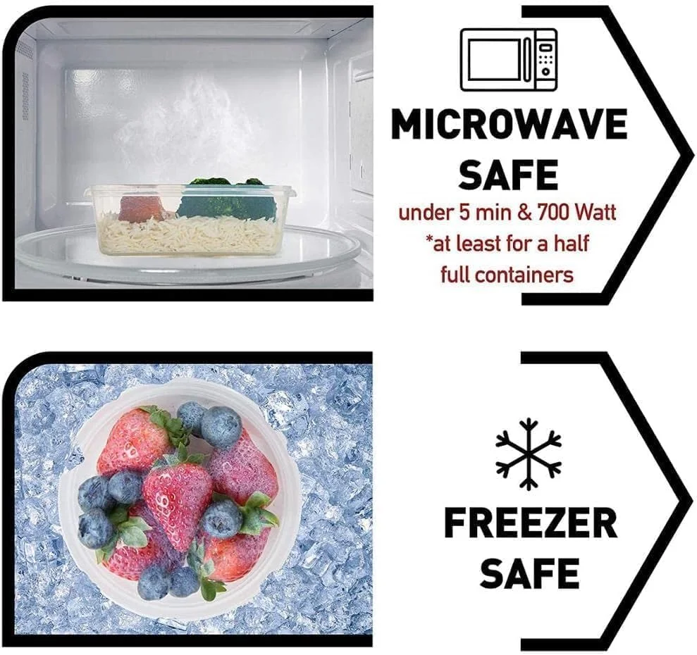 ظروف نگهداری غذای گرد Premify، 6 تکه، ست ظروف آماده سازی غذا با درب های محکم، جعبه های پلاستیکی BPA-Free قابل چیدن برای آشپزخانه و یخچال | 100٪ ضد نشت