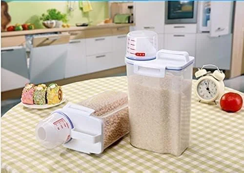 ظروف ذخیره سازی غلات و مواد غذایی خشک Premify، 4 تکه، با پیمانه اندازه گیری، سازمان دهنده پلاستیکی آشپزخانه، جعبه شفاف ذخیره سازی مواد غذایی برای آرد، شکر، برنج | ظرف بدون BPA با درب های قفل شونده ظروف ذخیره سازی غلات و مواد غذایی خشک Premify، 4 تکه، با پیمانه اندازه گیری، سازمان دهنده پلاستیکی آشپزخانه، جعبه شفاف ذخیره سازی مواد غذایی برای آرد، شکر، برنج | ظرف بدون BPA با درب های قفل شونده