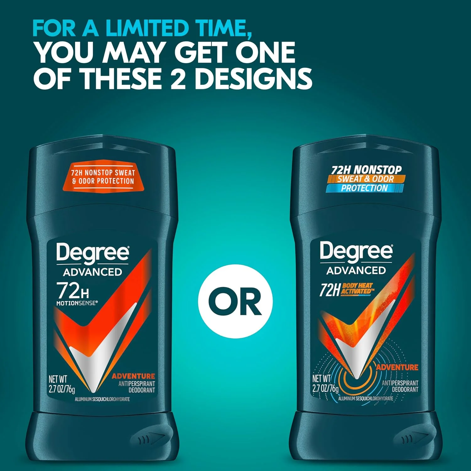 استیک ضد تعریق و دئودورانت مردانه Degree مدل Adrenaline Series Adventure Invisible، 76 گرم