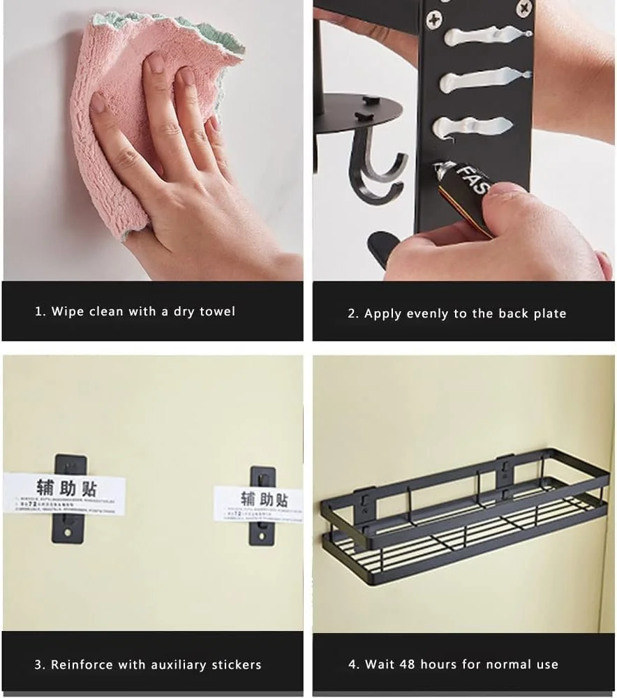 قفسه دیواری 40 سانتی متری Overpassing، قفسه ادویه دیواری، بدون نیاز به سوراخ کاری، تمیز، مرتب، نصب آسان، سازمان دهنده قفسه ادویه برای نگهداری بطری های ادویه آشپزخانه (2 عدد)