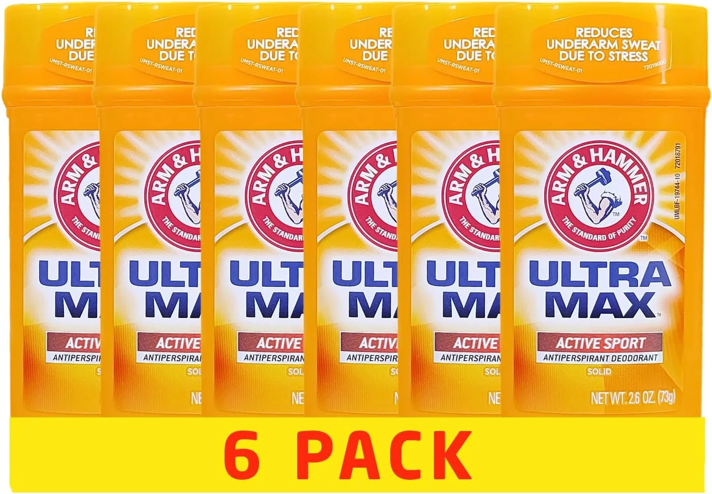 استیک ضد تعریق و خوشبو کننده آرم اند همر U-Max بدون آلومینیوم اکتیو اسپرت 73 گرمی (بسته 6 عددی)