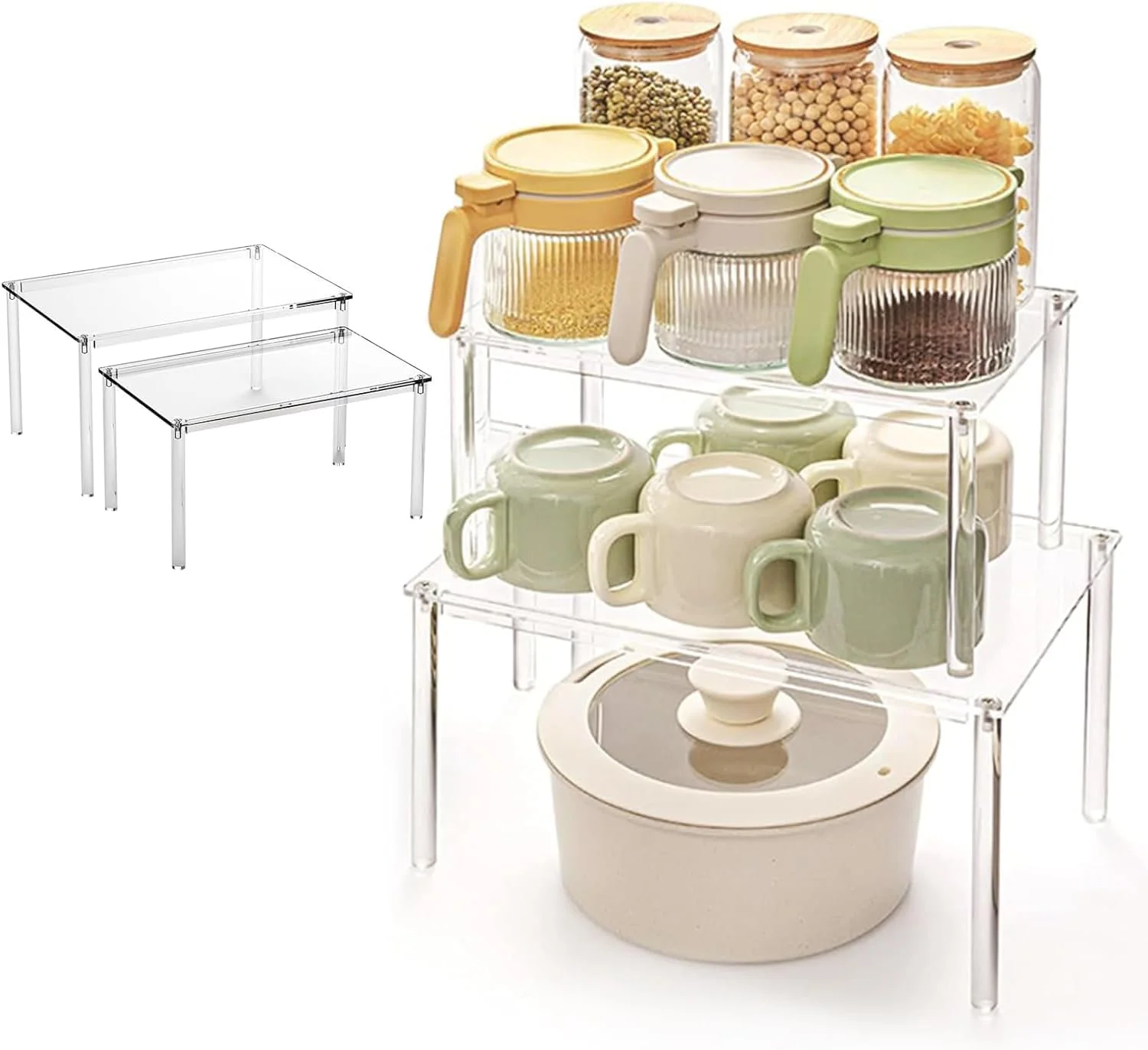 2 عدد قفسه ادویه، سازمان دهنده کابینت اکریلیک شفاف، قفسه های قابل چیدن برای نگهداری و سازماندهی آشپزخانه، سازمان دهنده ادویه جداشدنی با نصب آسان برای میز پیشخوان 2 عدد قفسه ادویه، سازمان دهنده کابینت اکریلیک شفاف، قفسه های قابل چیدن برای نگهداری و سازماندهی آشپزخانه، سازمان دهنده ادویه جداشدنی با نصب آسان برای میز پیشخوان