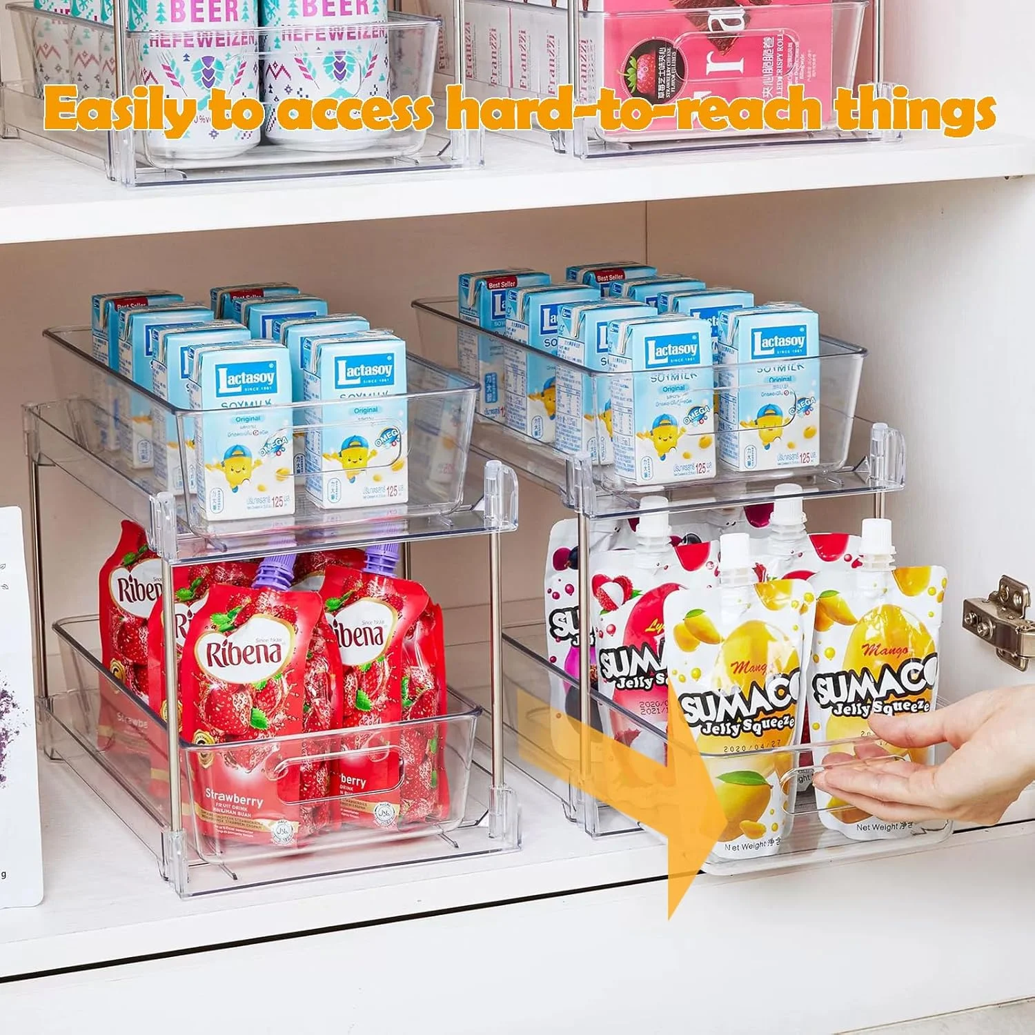 بسته 2 عددی سازمان دهنده و نگهداری زیر سینک، سازمان دهنده کابینت کشویی شفاف، سازمان دهنده 2 طبقه حمام، سازمان دهنده زیر پیشخوان برای کابینت، پیشخوان روشویی، آشپزخانه، حمام