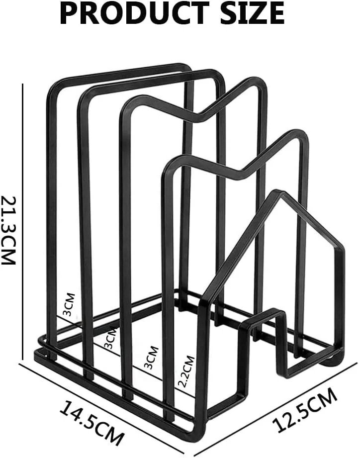 نگهدارنده تخته برش ORiTi، استند سازمان دهنده تخته خردکن، نگهدارنده درب قابلمه و تابه، سازمان دهنده استیل تخت آشپزخانه، 21.3x14.5x12.5 سانتی متر، مشکی